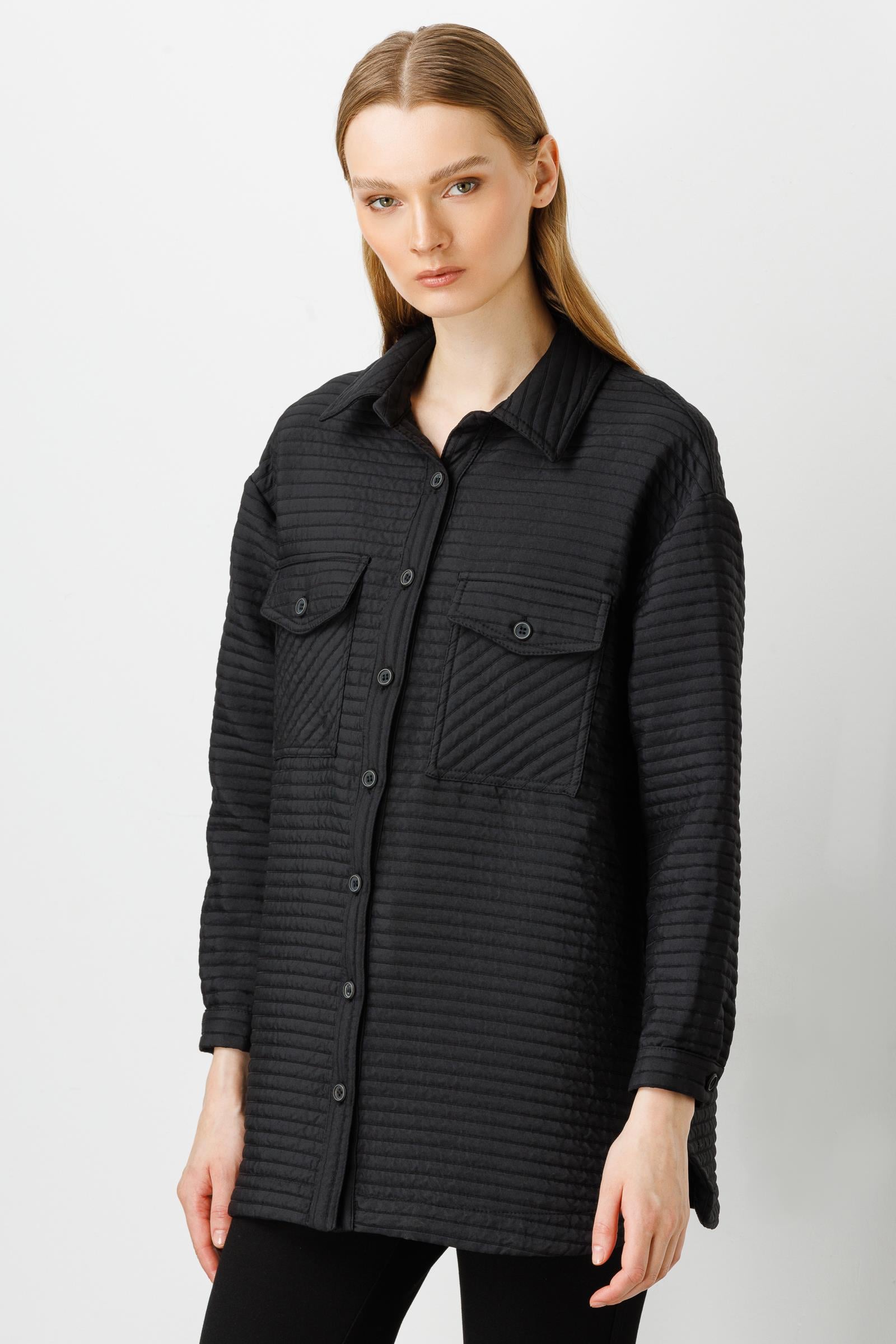 Modailgi  Oversize Kapitone Tunik Siyah