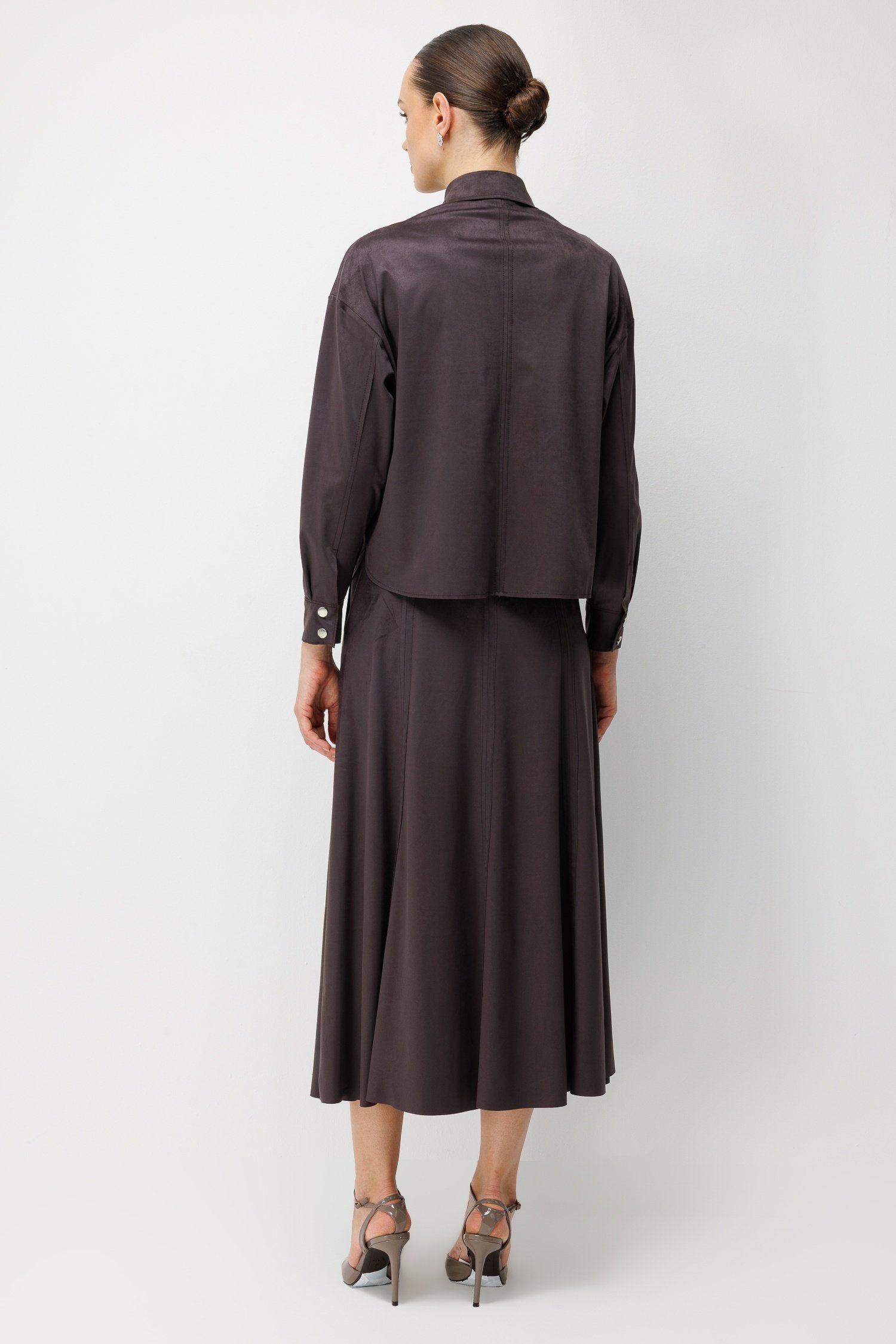 Modailgi  Oversize Pis Dikiş Süet Gömlek - 30109 Kahve