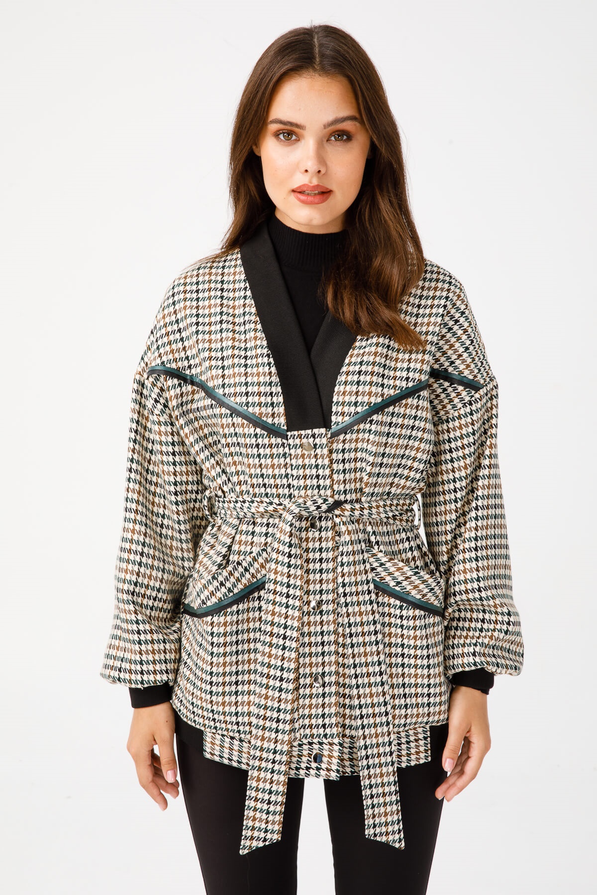 Modailgi  Oversize Ribanalı Ceket Haki