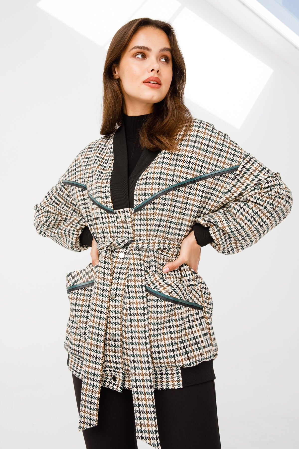 Modailgi  Oversize Ribanalı Ceket Haki