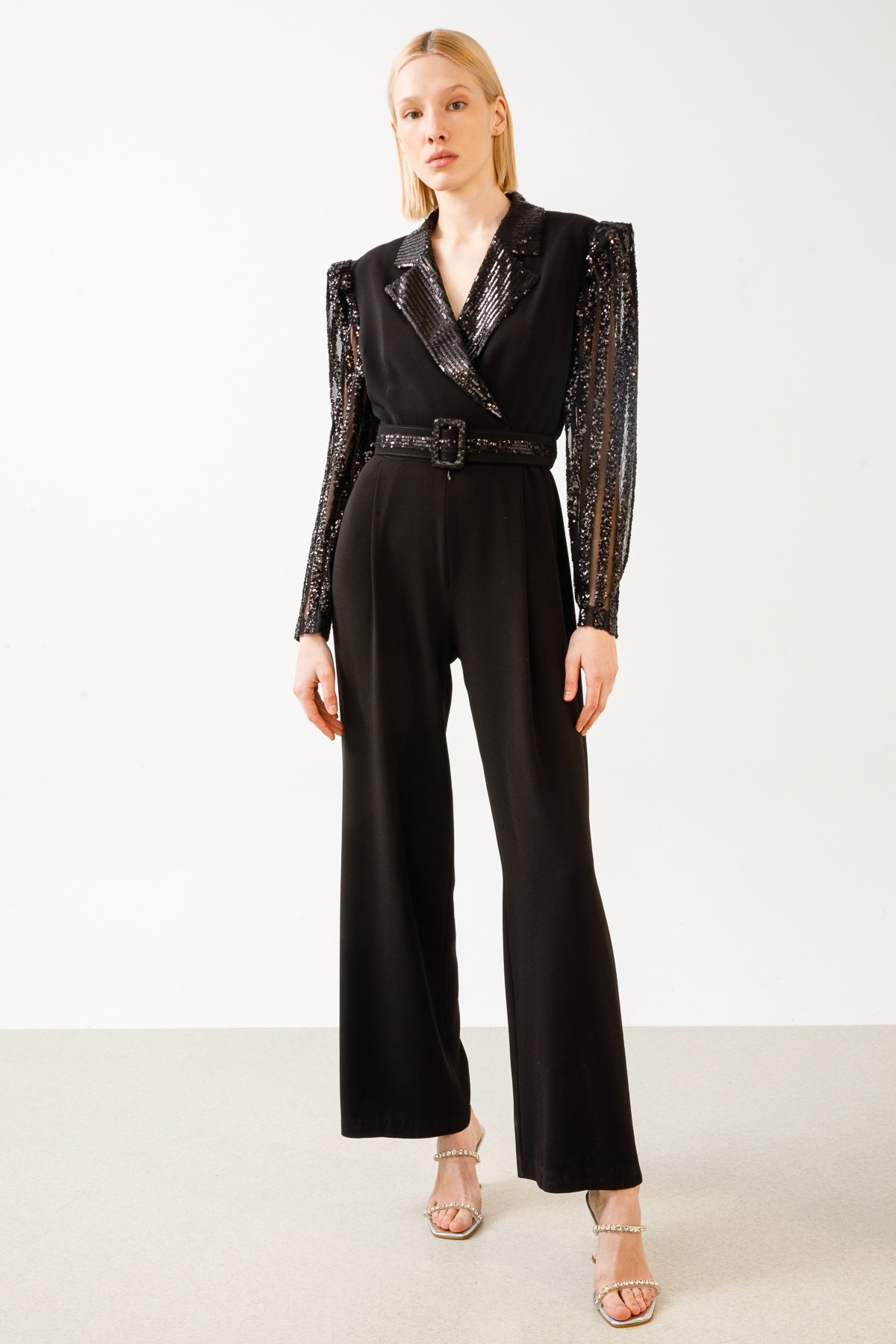 Modailgi  Payet Detaylı Tulum Siyah