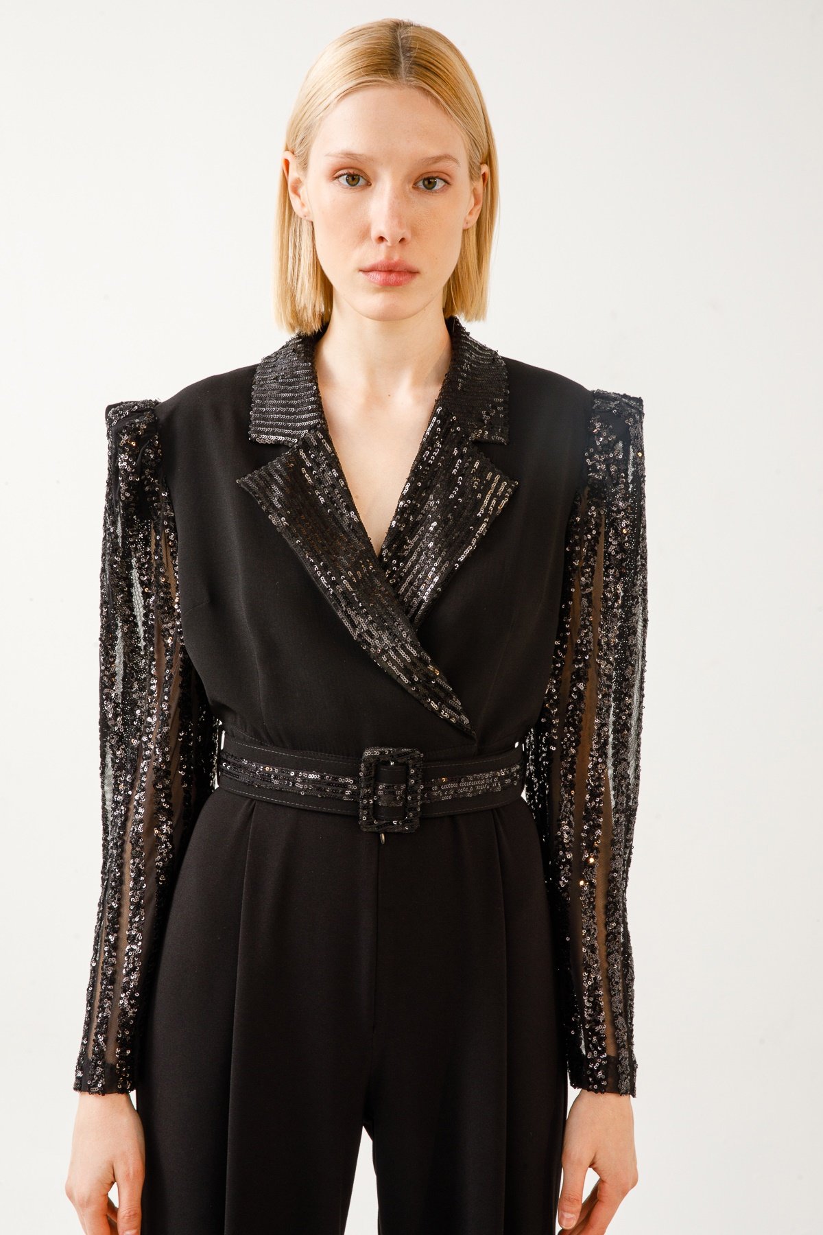 Modailgi  Payet Detaylı Tulum Siyah