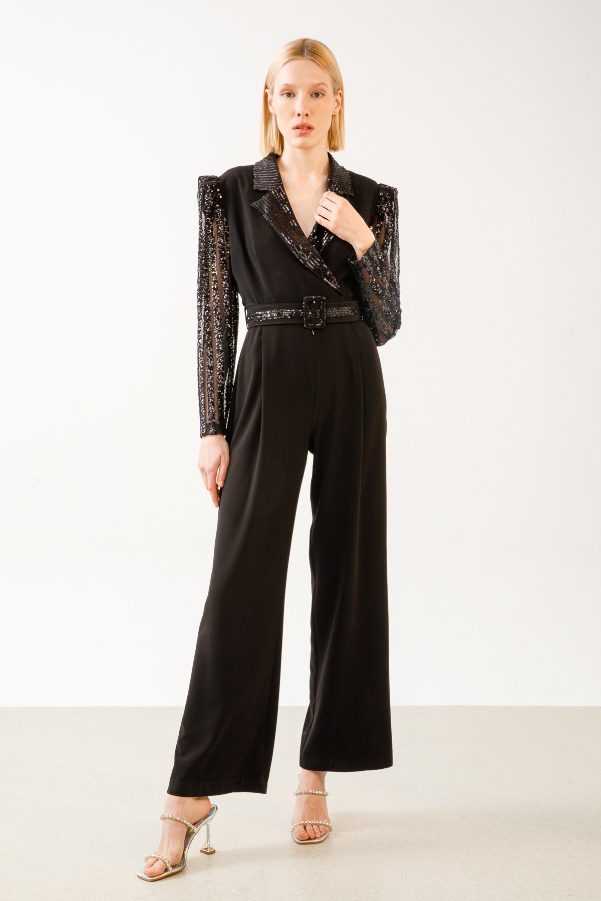 Modailgi  Payet Detaylı Tulum Siyah