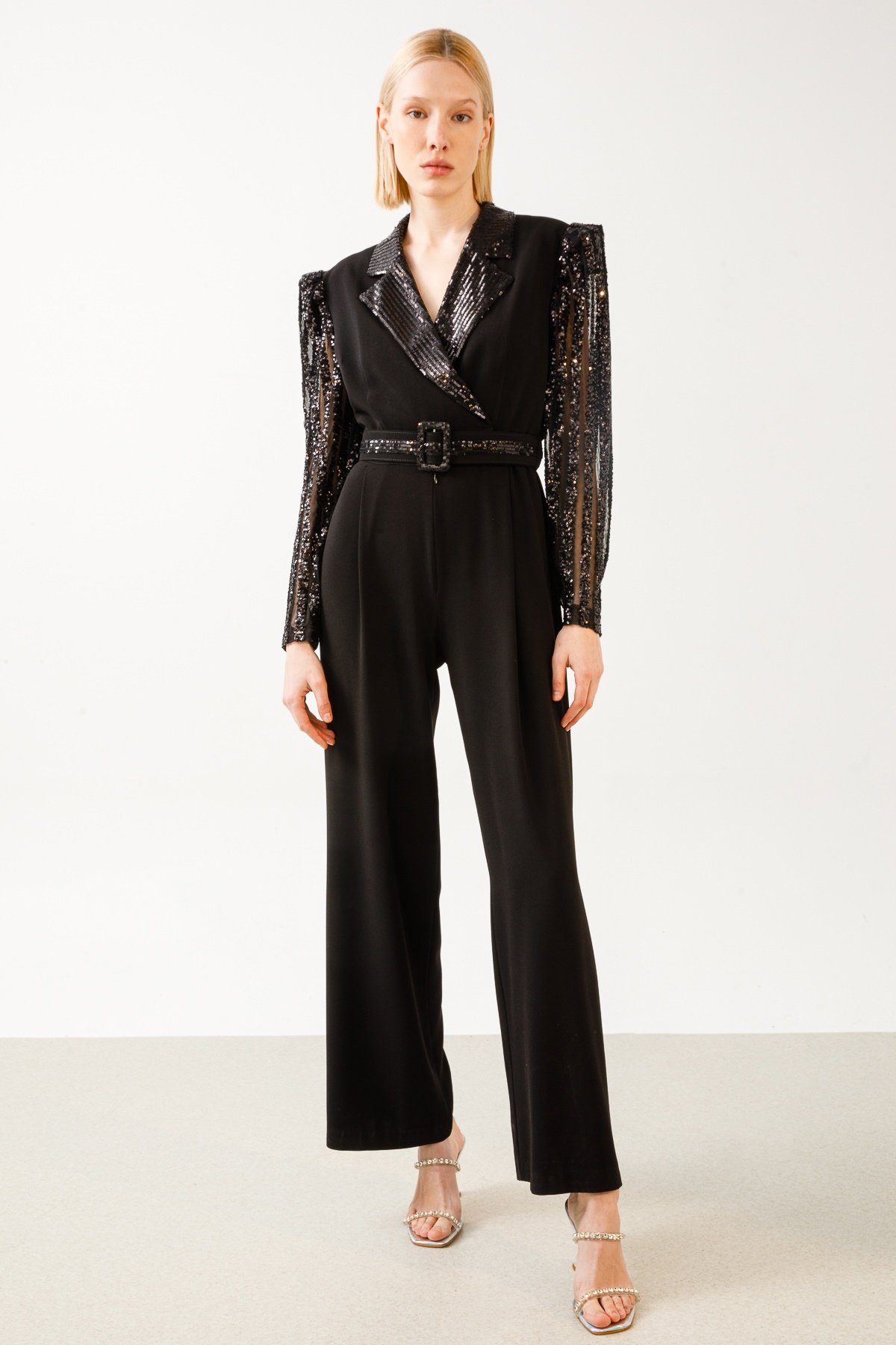 Modailgi  Payet Detaylı Tulum Siyah