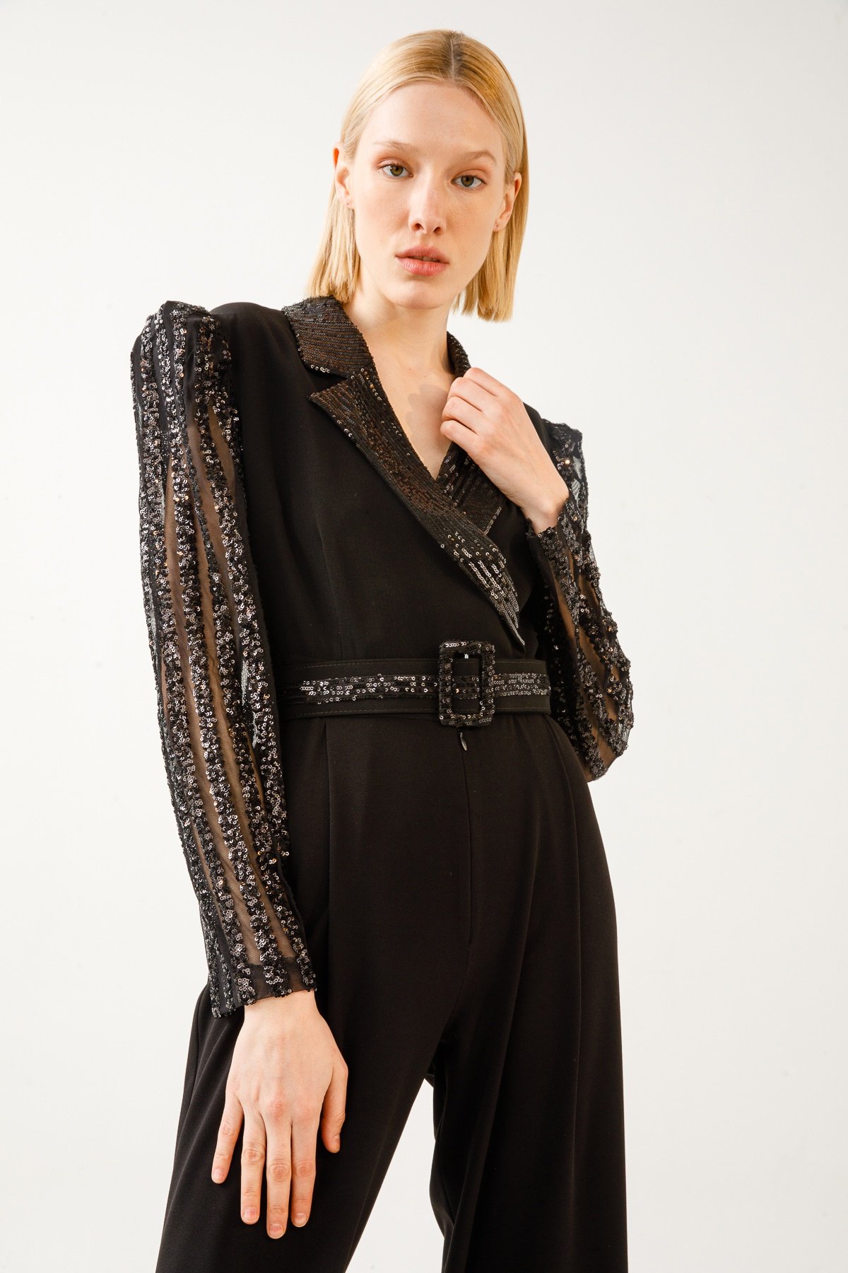 Modailgi  Payet Detaylı Tulum Siyah