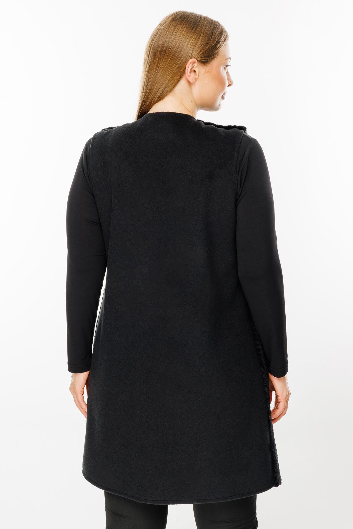 Modailgi  Peluş Kürklü Yelek Siyah