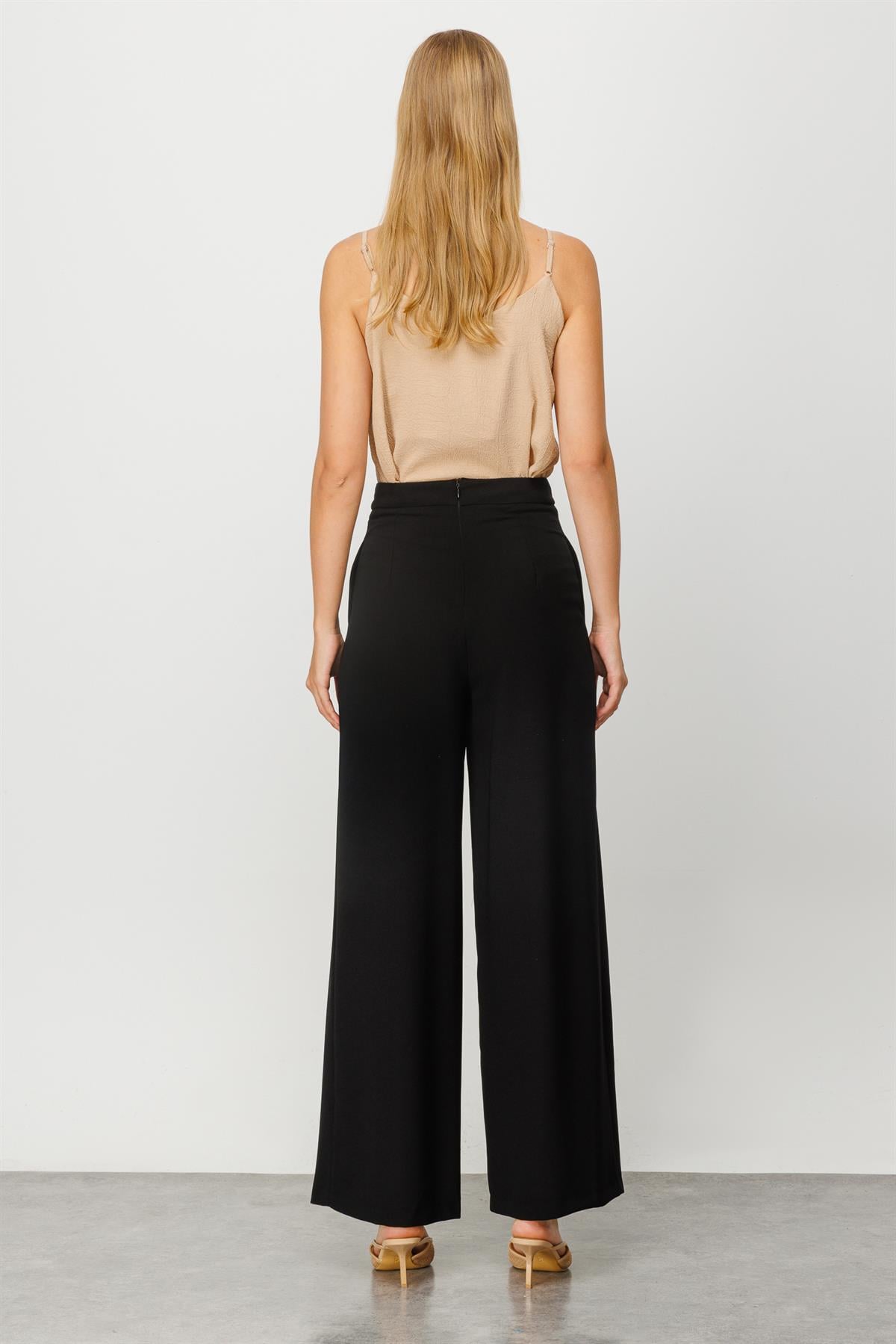 Modailgi  Pile Detaylı Pantolon Siyah