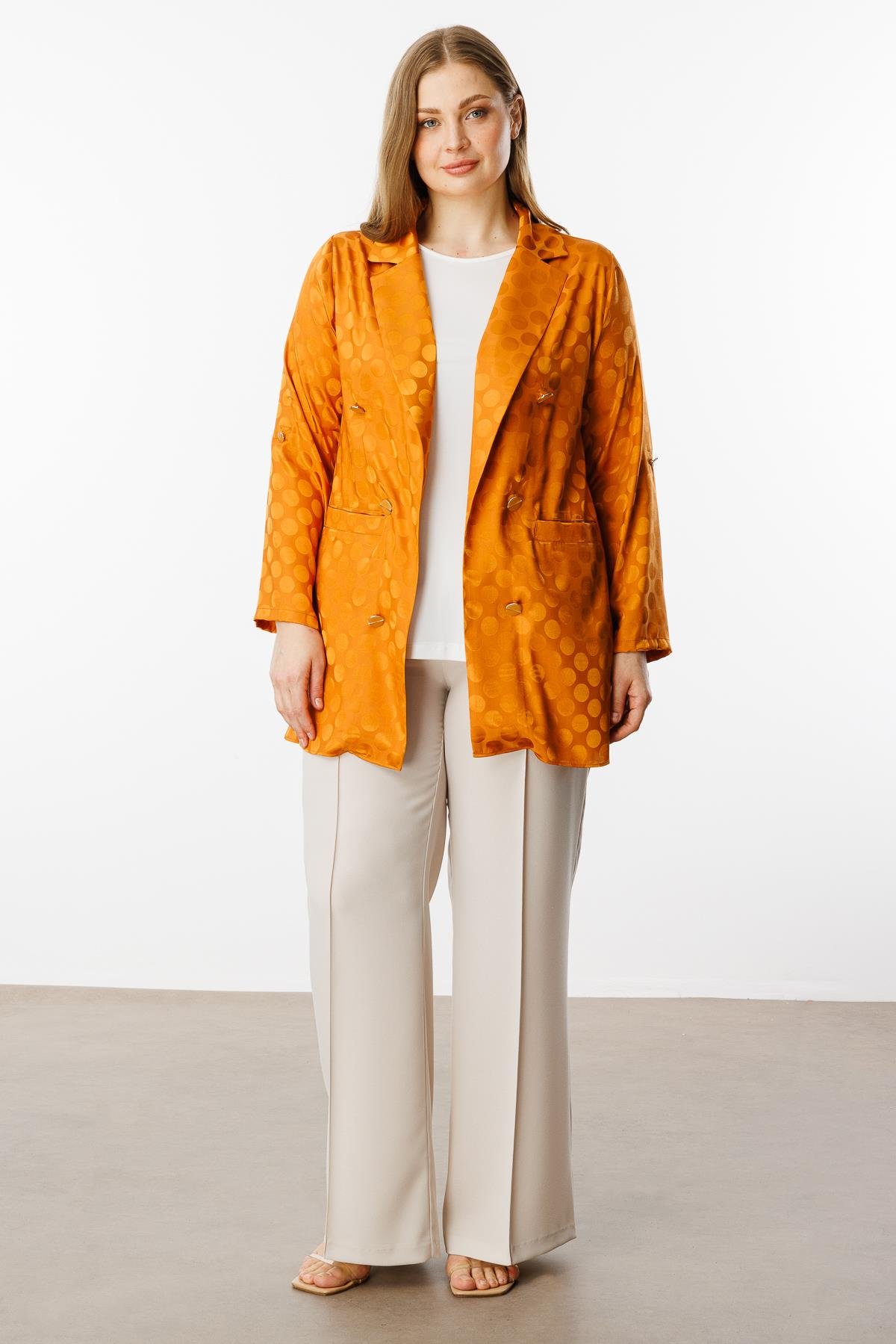 Modailgi  Puan Jakarlı Beli Büzgülü İkili Takım Orange