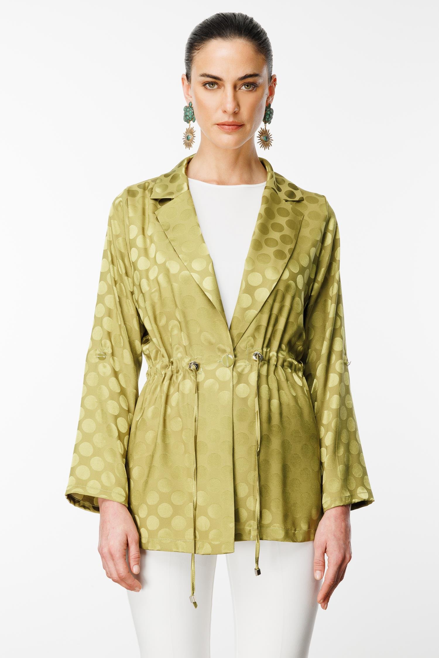 Modailgi  Puan Jakarlı Beli Büzgülü İkili Takım Olive