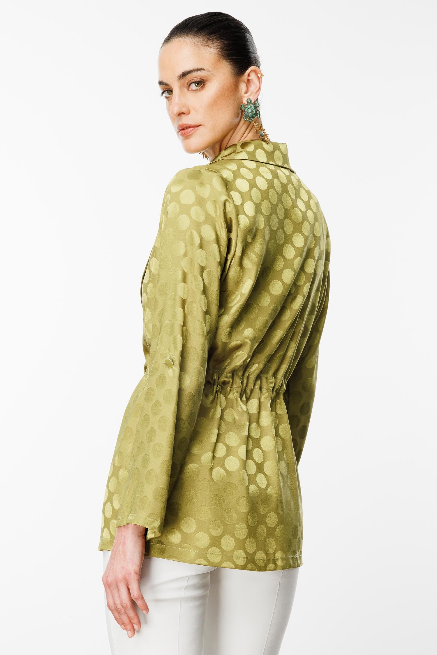 Modailgi  Puan Jakarlı Beli Büzgülü İkili Takım Olive