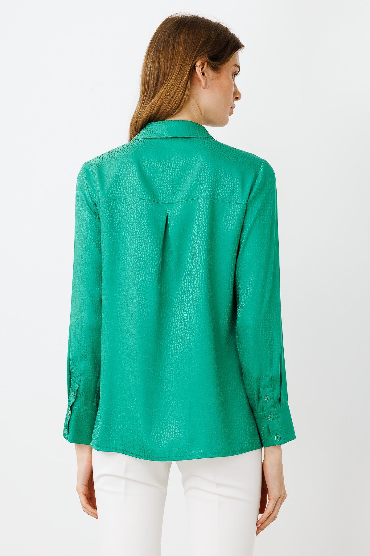 Modailgi  Puan Jakarlı Çift Düğmeli Gömlek Yeşil