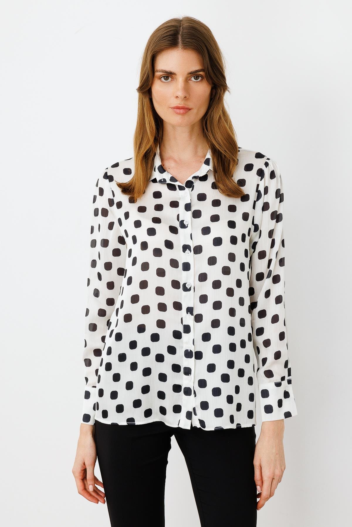 Modailgi  Puanlı Oversize Saten Gömlek Siyah