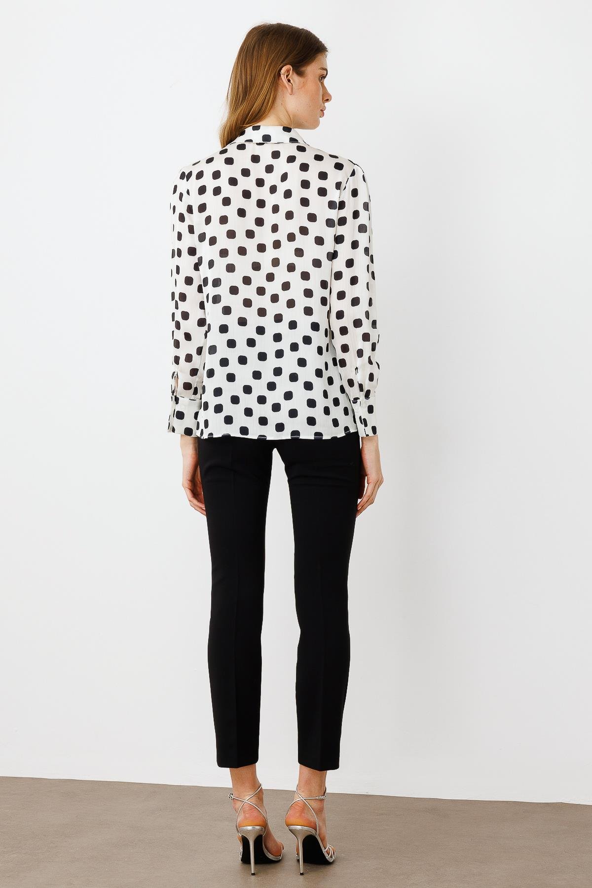 Modailgi  Puanlı Oversize Saten Gömlek Siyah