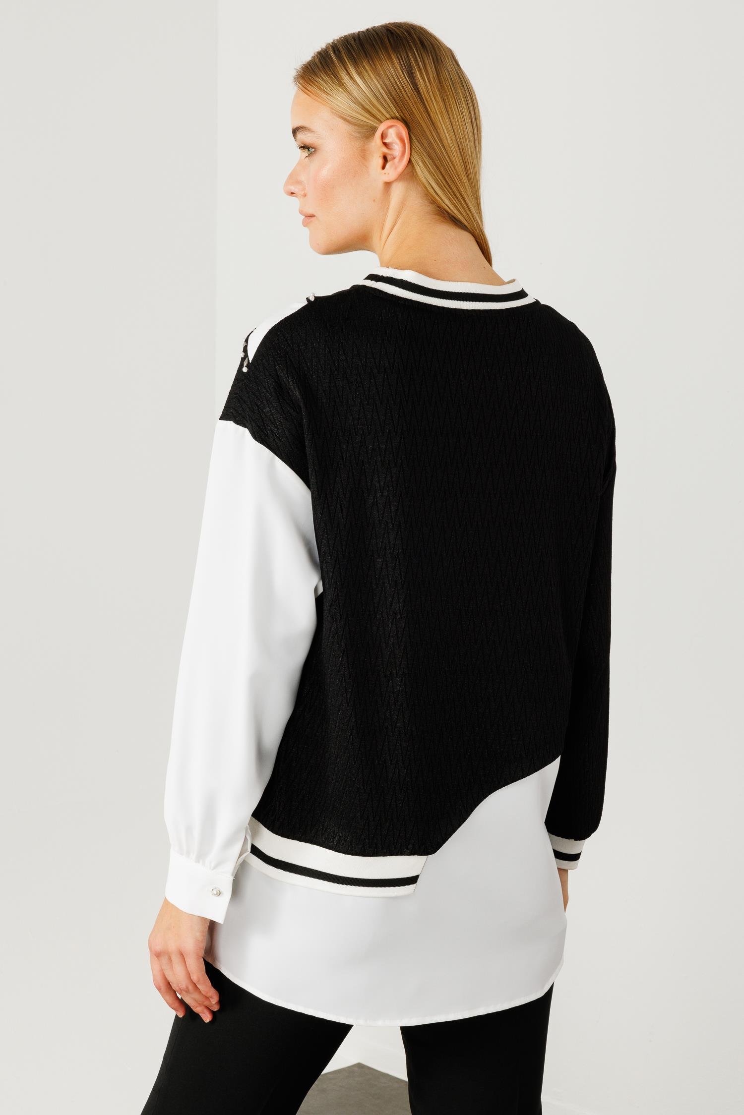 Modailgi  Ribana Detaylı Asimetrik Tunik Siyah