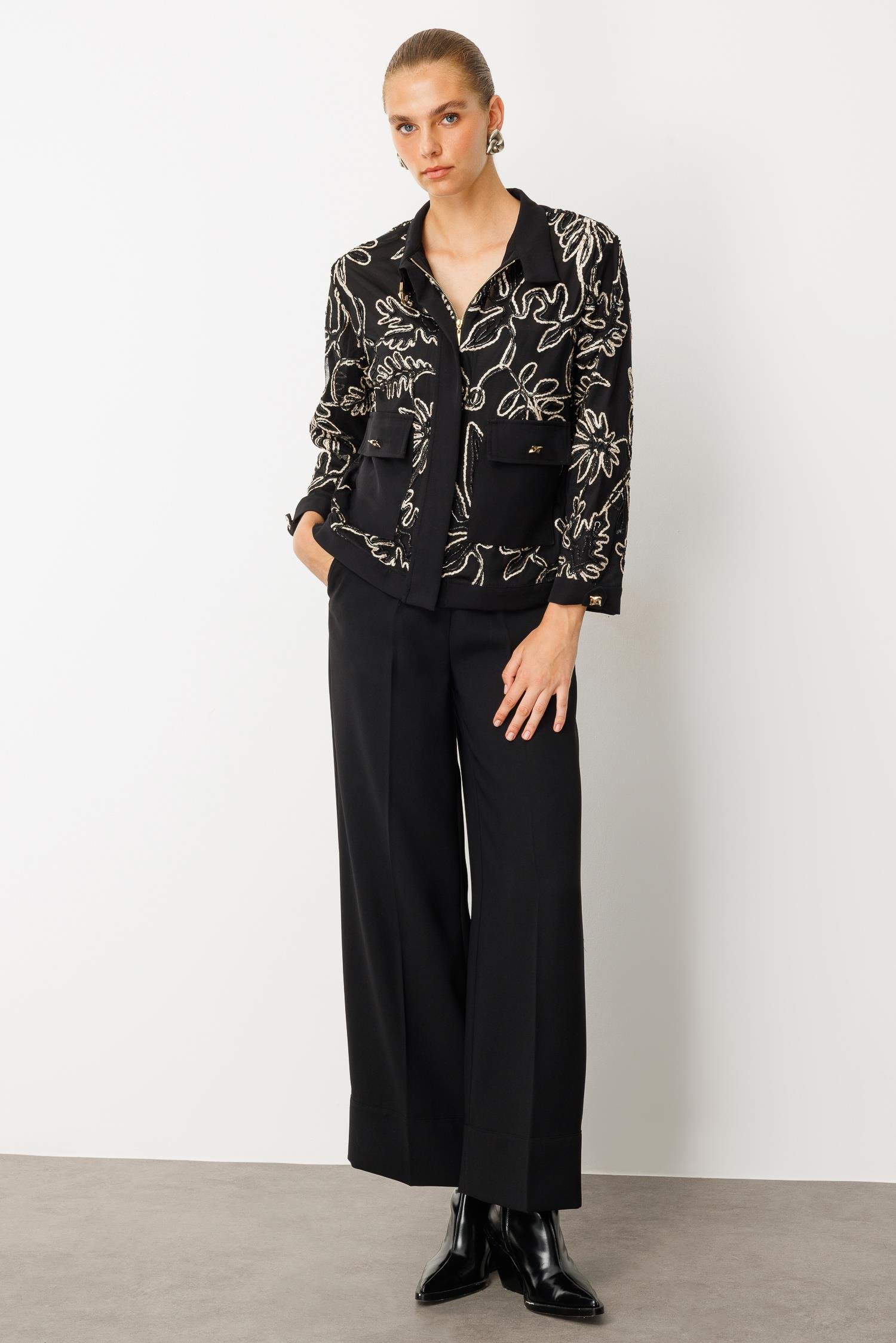 Modailgi  Ribana Detaylı İçlik Kaplamalı Düğme Kapamalı Kordone Ceket Gold