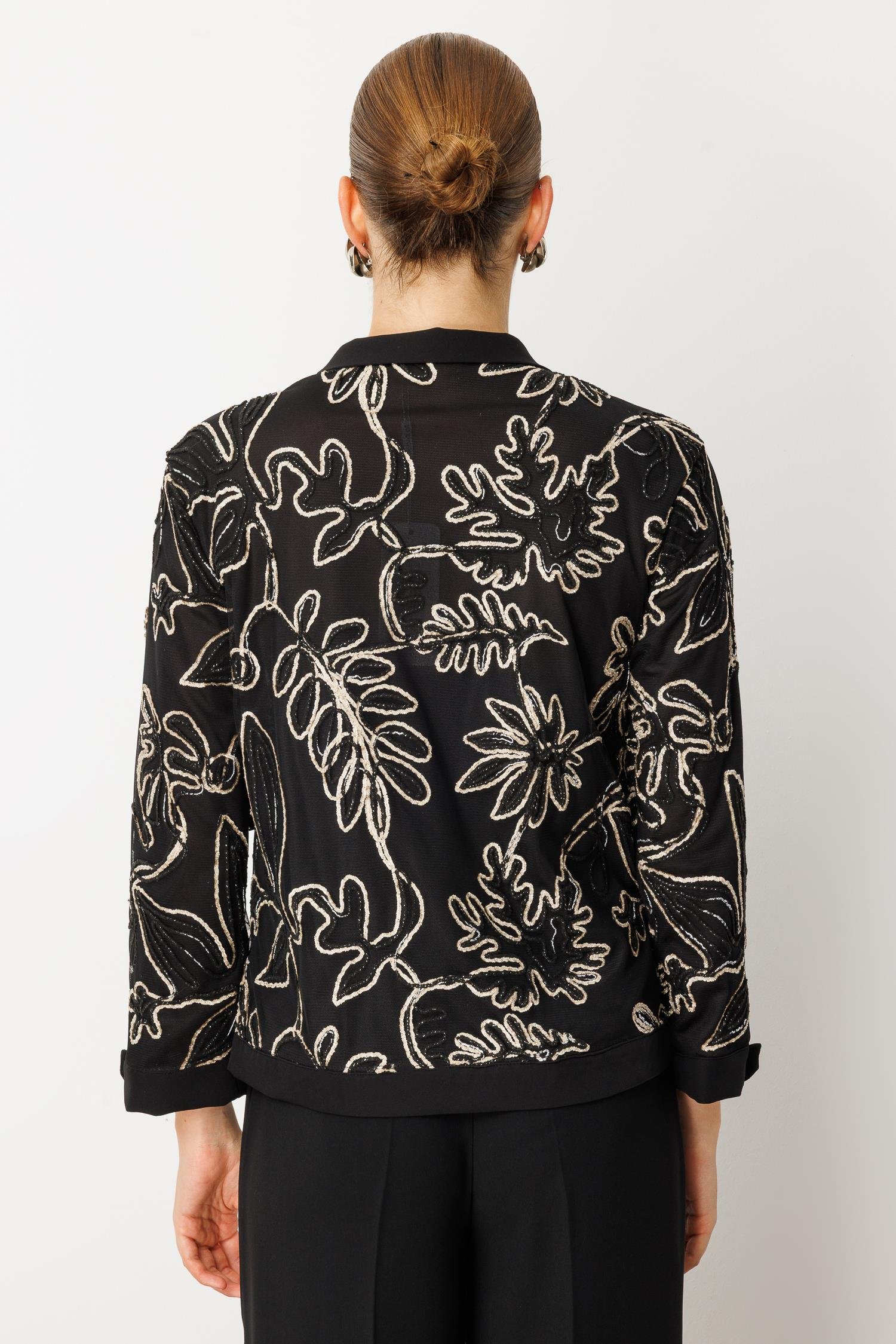 Modailgi  Ribana Detaylı İçlik Kaplamalı Düğme Kapamalı Kordone Ceket Gold