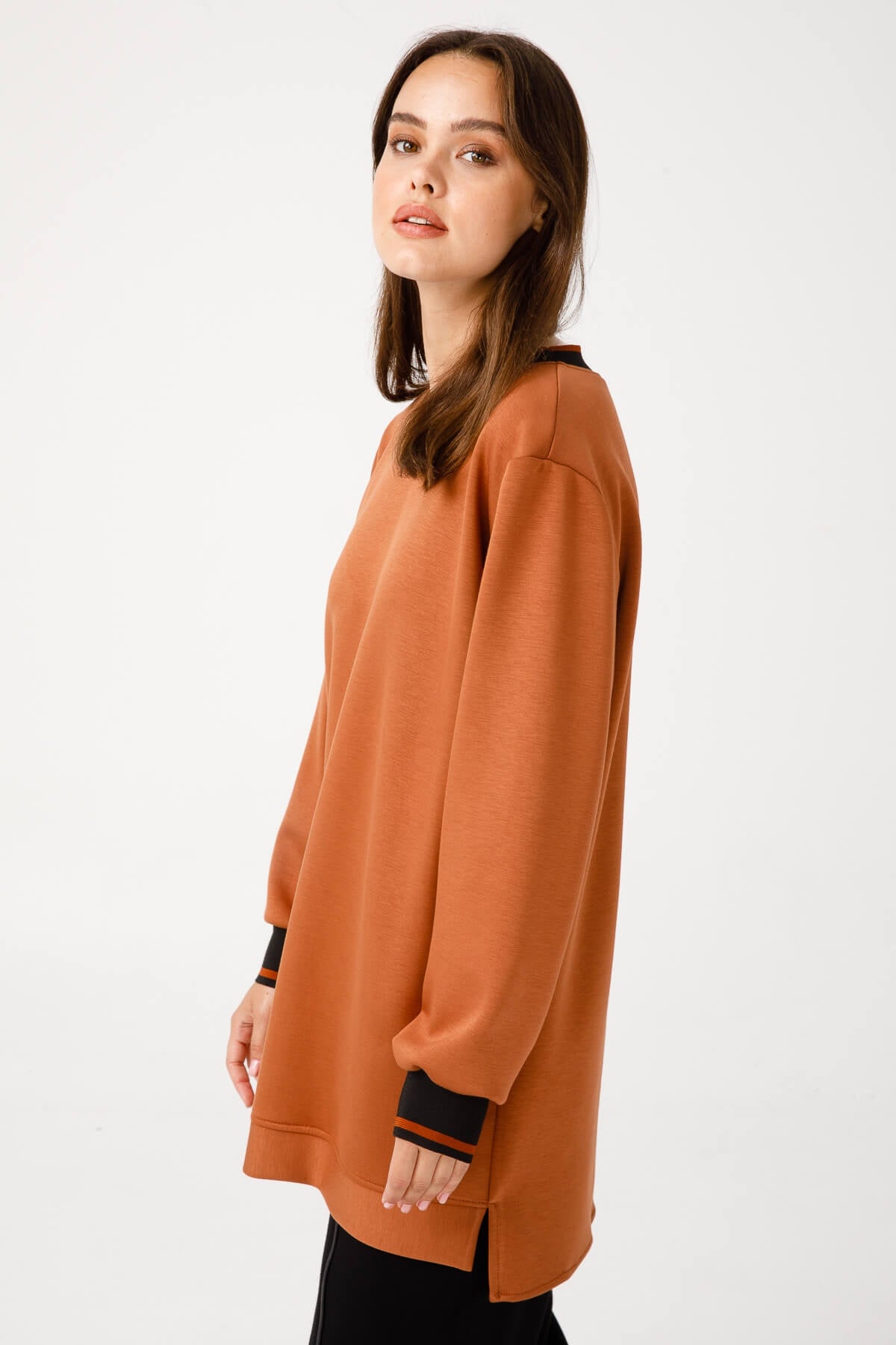 Modailgi  Ribanalı Basic Tunik TARÇIN