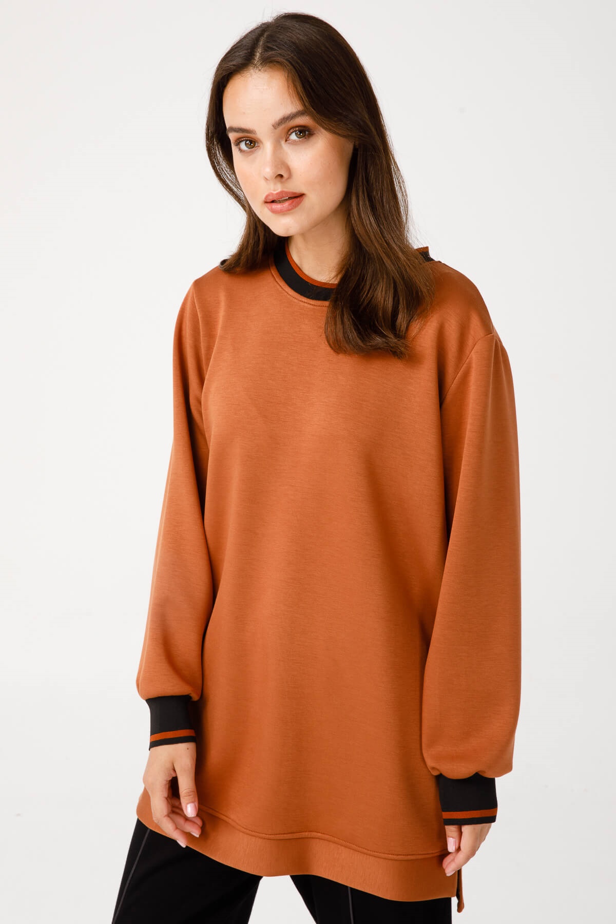 Modailgi  Ribanalı Basic Tunik TARÇIN