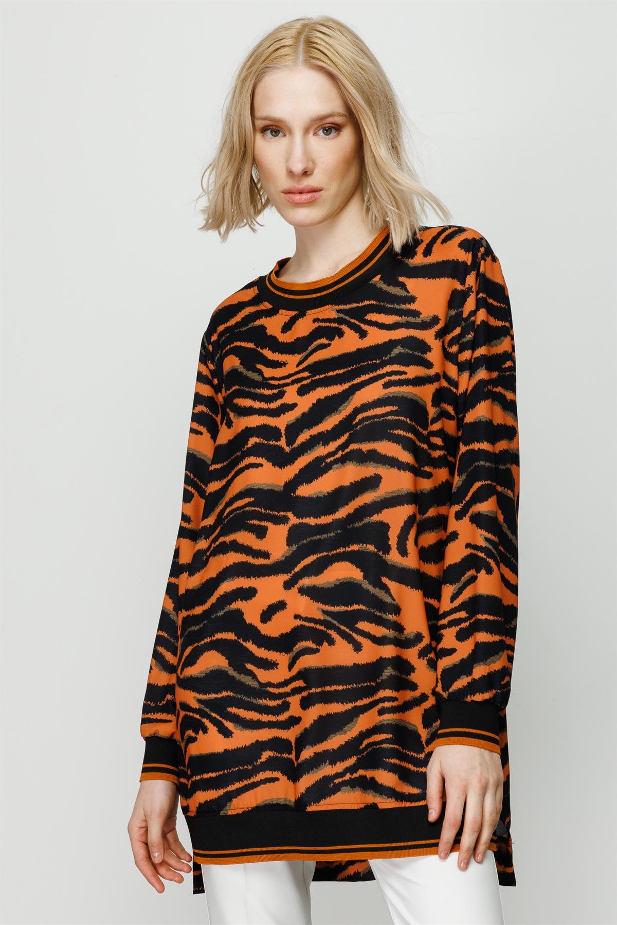 Modailgi  Ribanalı Tunik Orange