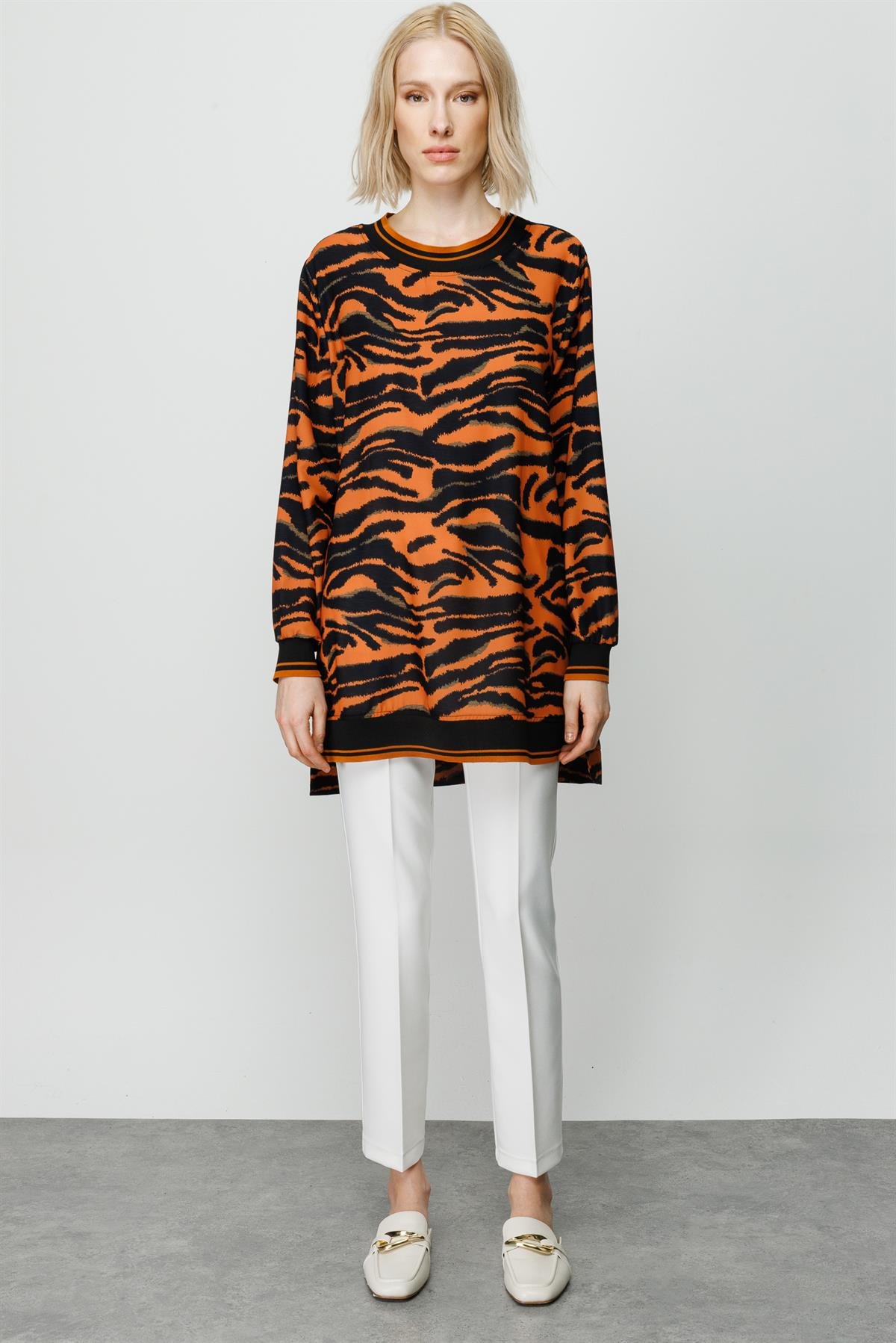 Modailgi  Ribanalı Tunik Orange