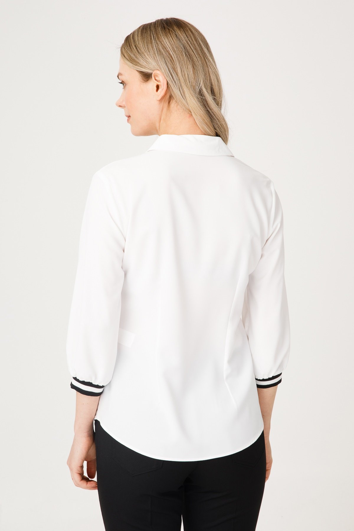 Modailgi  Ribanalı V Yaka Bluz Ekru