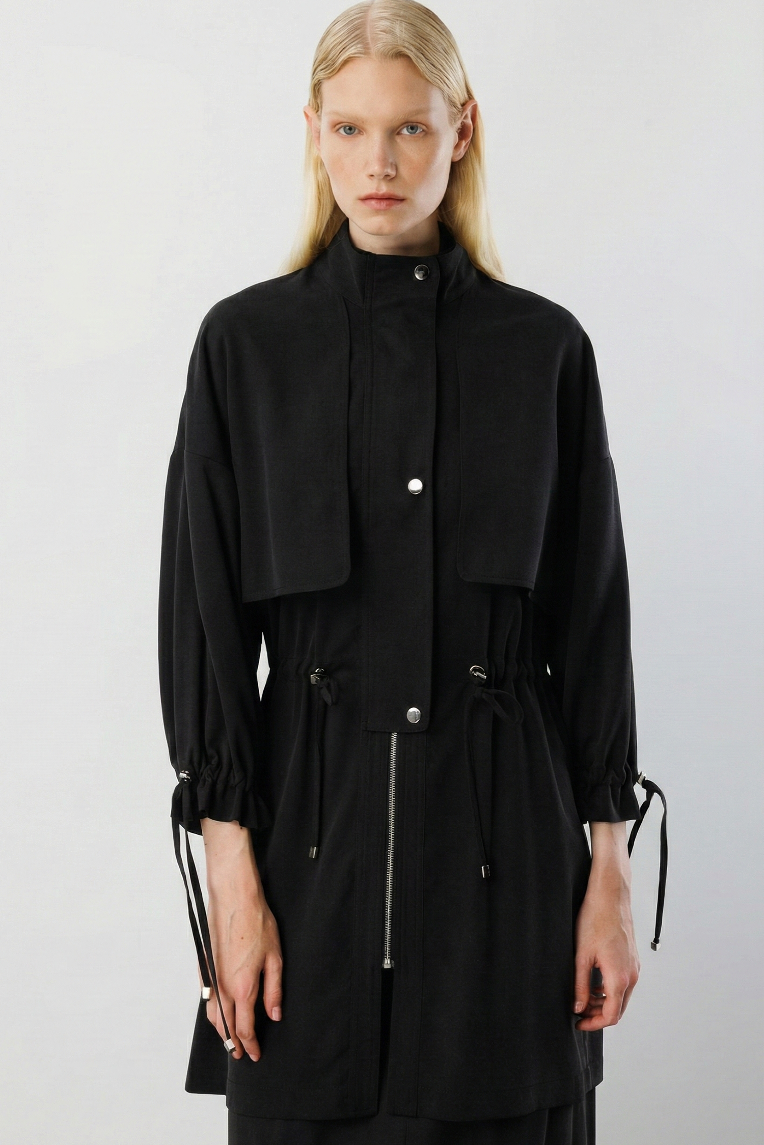 Modailgi  Rüzgarlıklı Beli Büzgülü Tunik Siyah