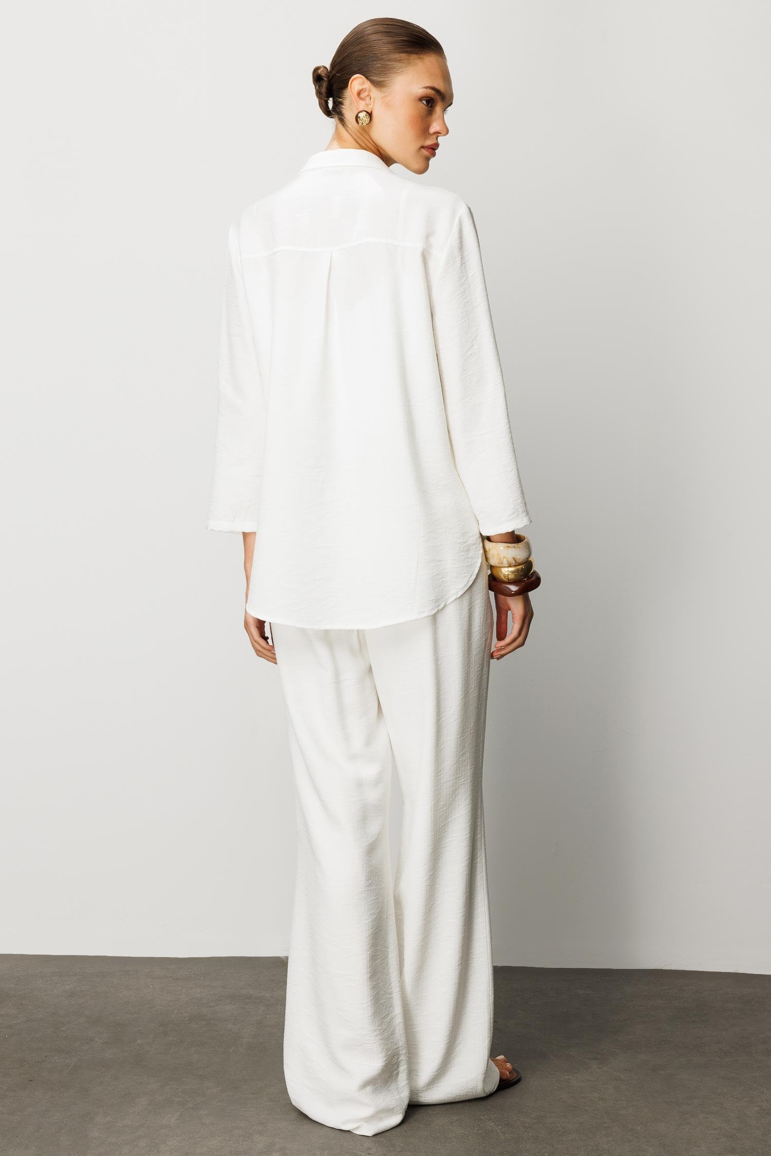 Modailgi  Safari Kol Önü Fermuar Kapamalı Aksesuar Detaylı Rahat Kesim Gömlek Ekru