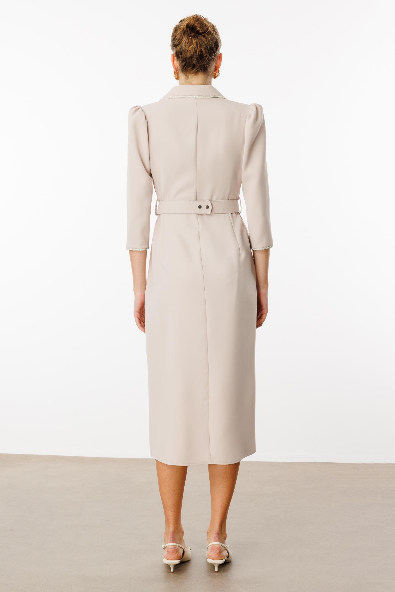 Modailgi  Şerit Taş Detaylı Kruvaze Elbise Taş