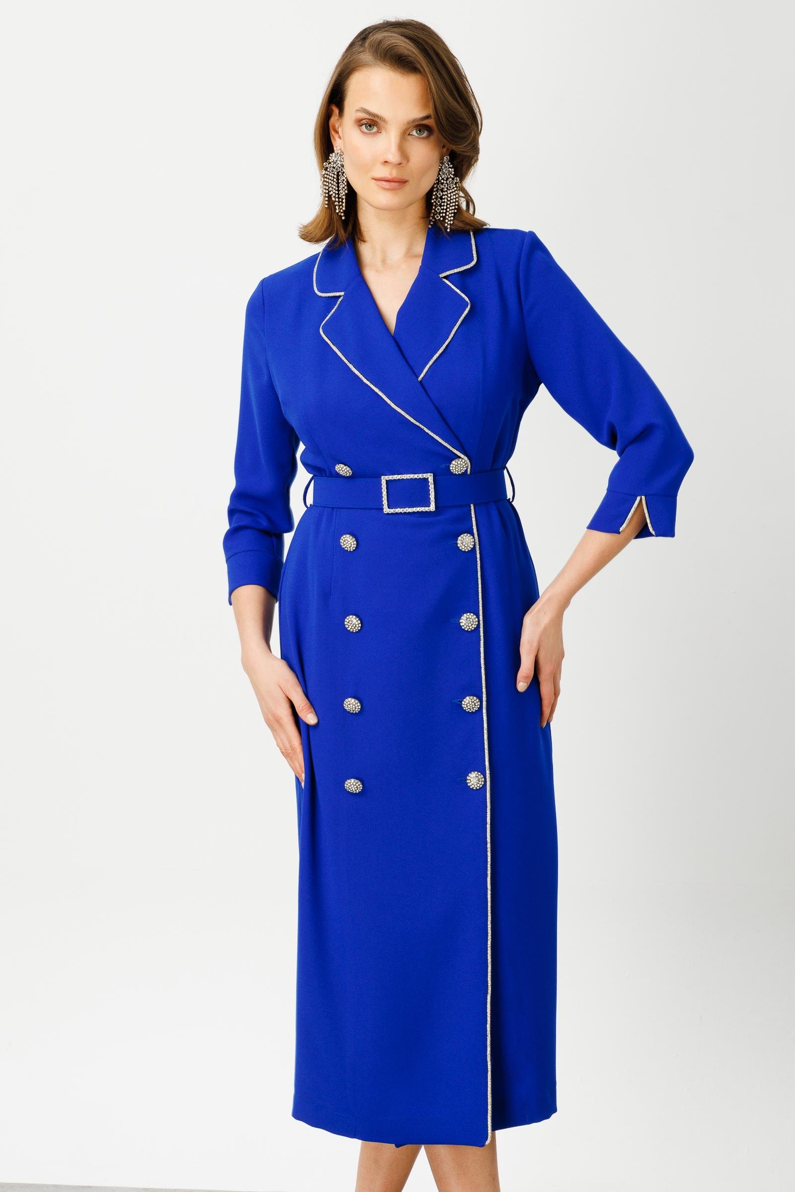 Modailgi  Şerit Taş Detaylı Kruvaze Elbise Saks