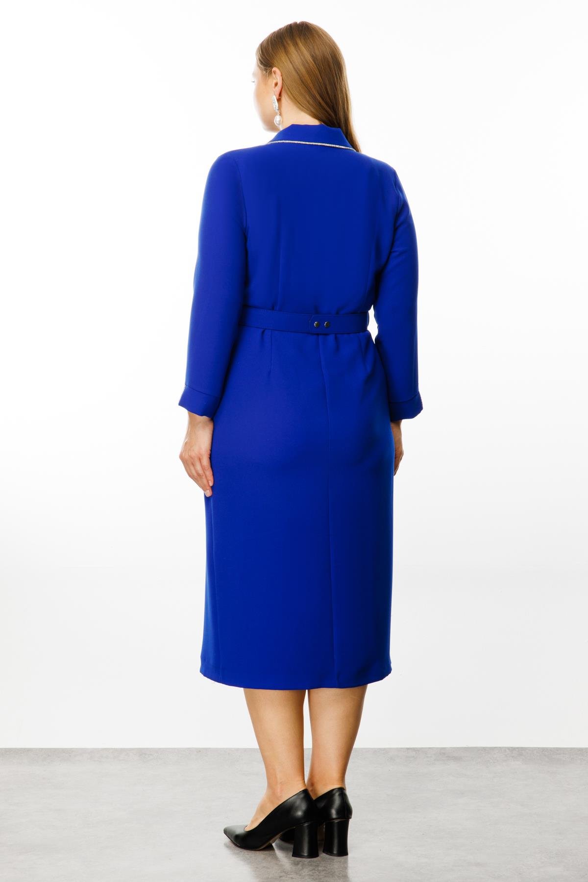 Modailgi  Şerit Taş Detaylı Kruvaze Elbise Saks