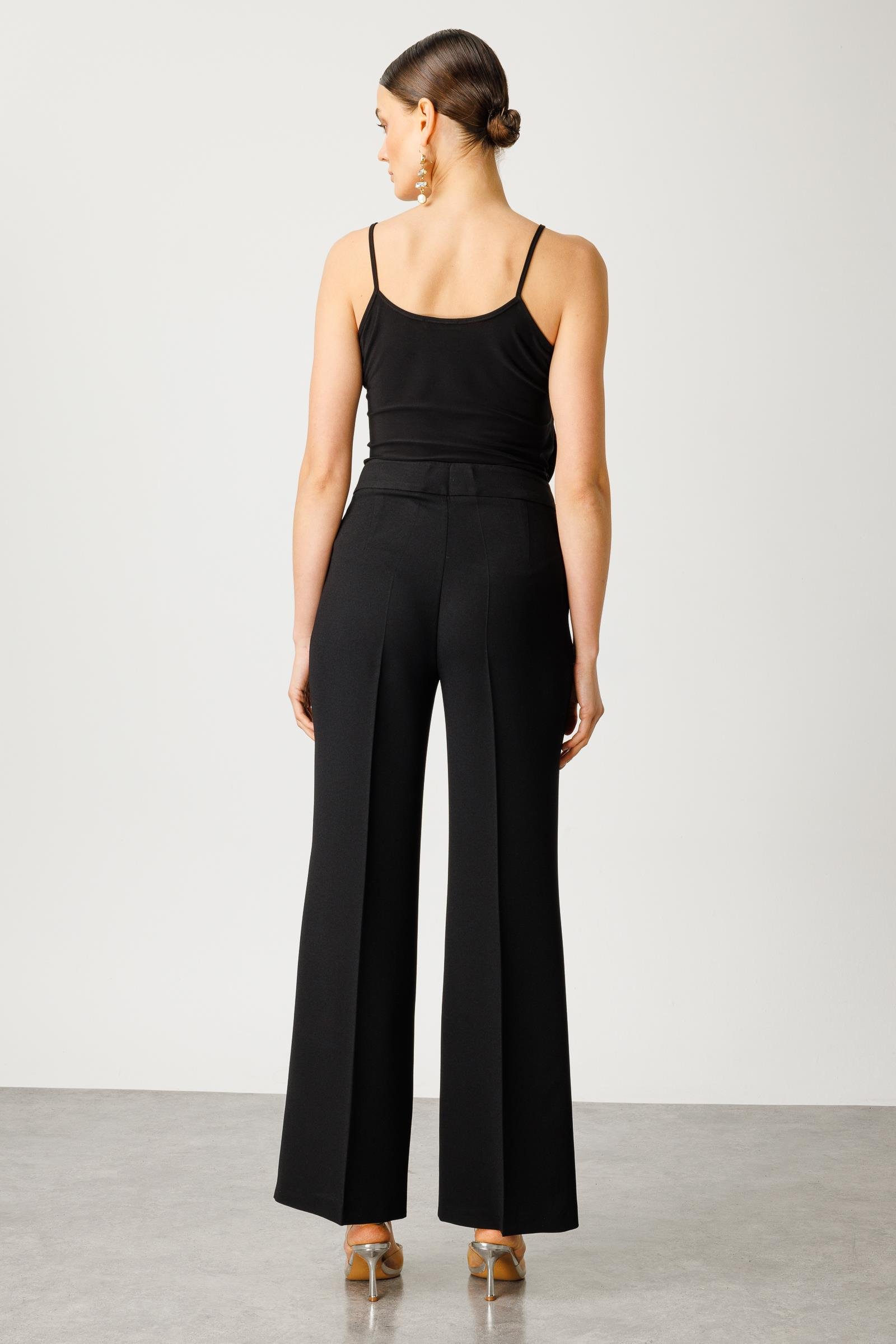 Modailgi  Simli Puan Jakar Şeritli Pantolon Siyah