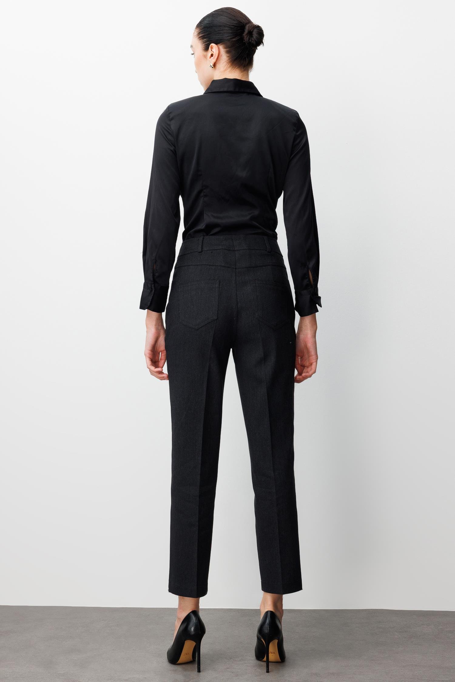 Modailgi  Spor Dikişli Trok Detaylı Beş Cep Dar Pantolon - 75014 Siyah