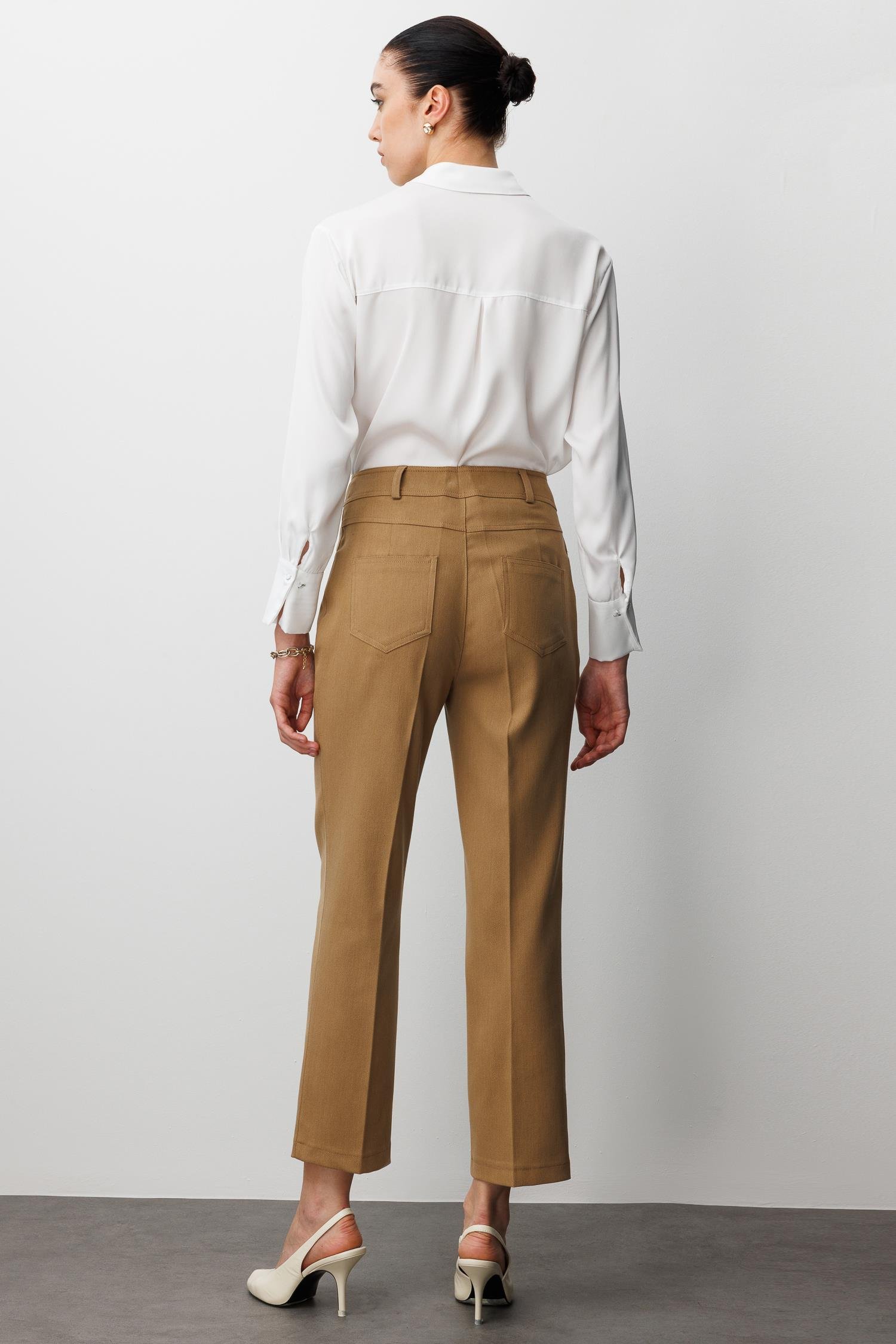 Modailgi  Spor Dikişli Trok Detaylı Beş Cep Dar Pantolon - 75014 Camel