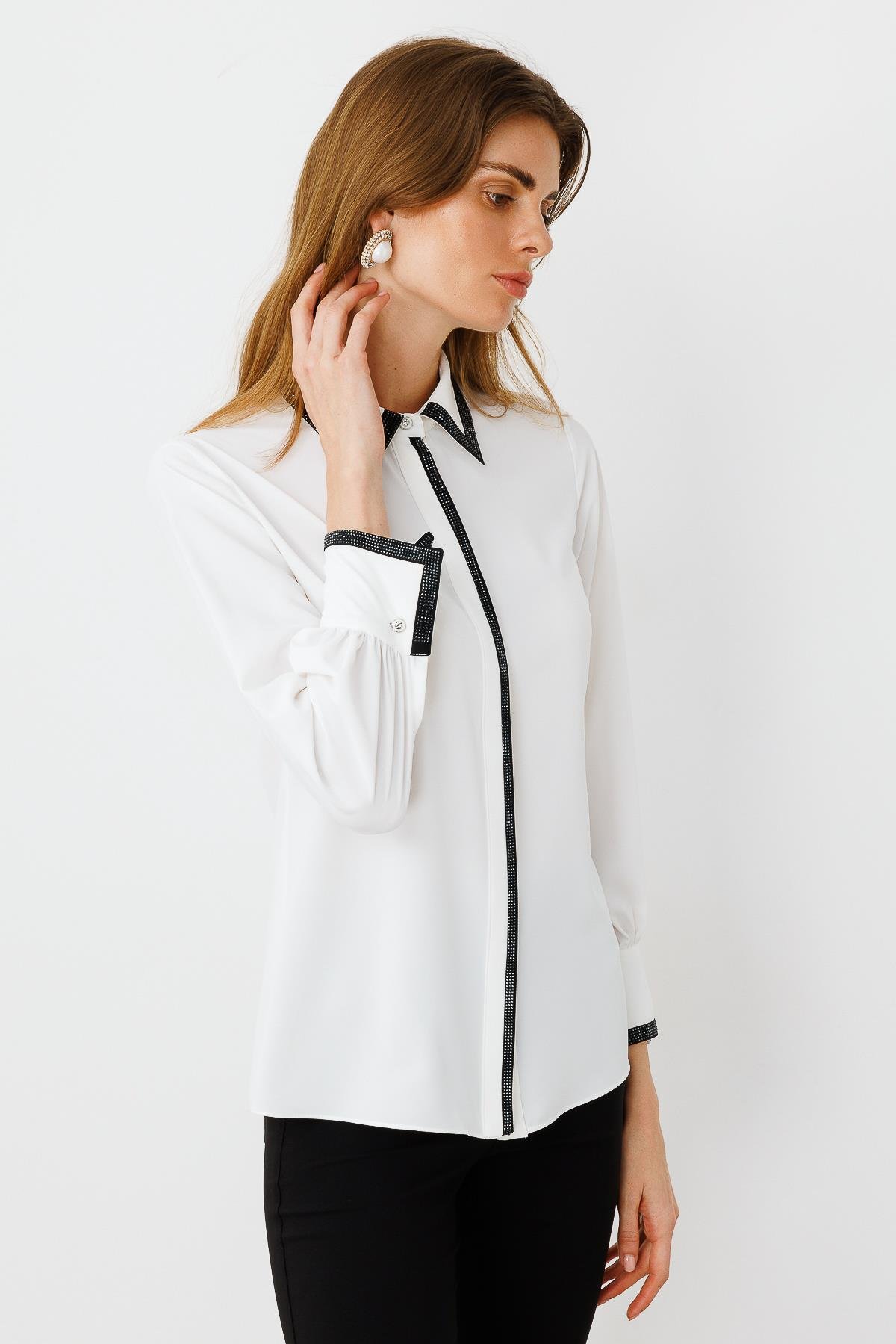 Modailgi  Taş Detaylı Gömlek Ekru