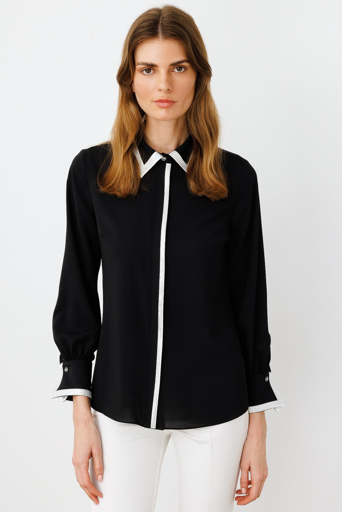 Modailgi  Taş Detaylı Gömlek Siyah
