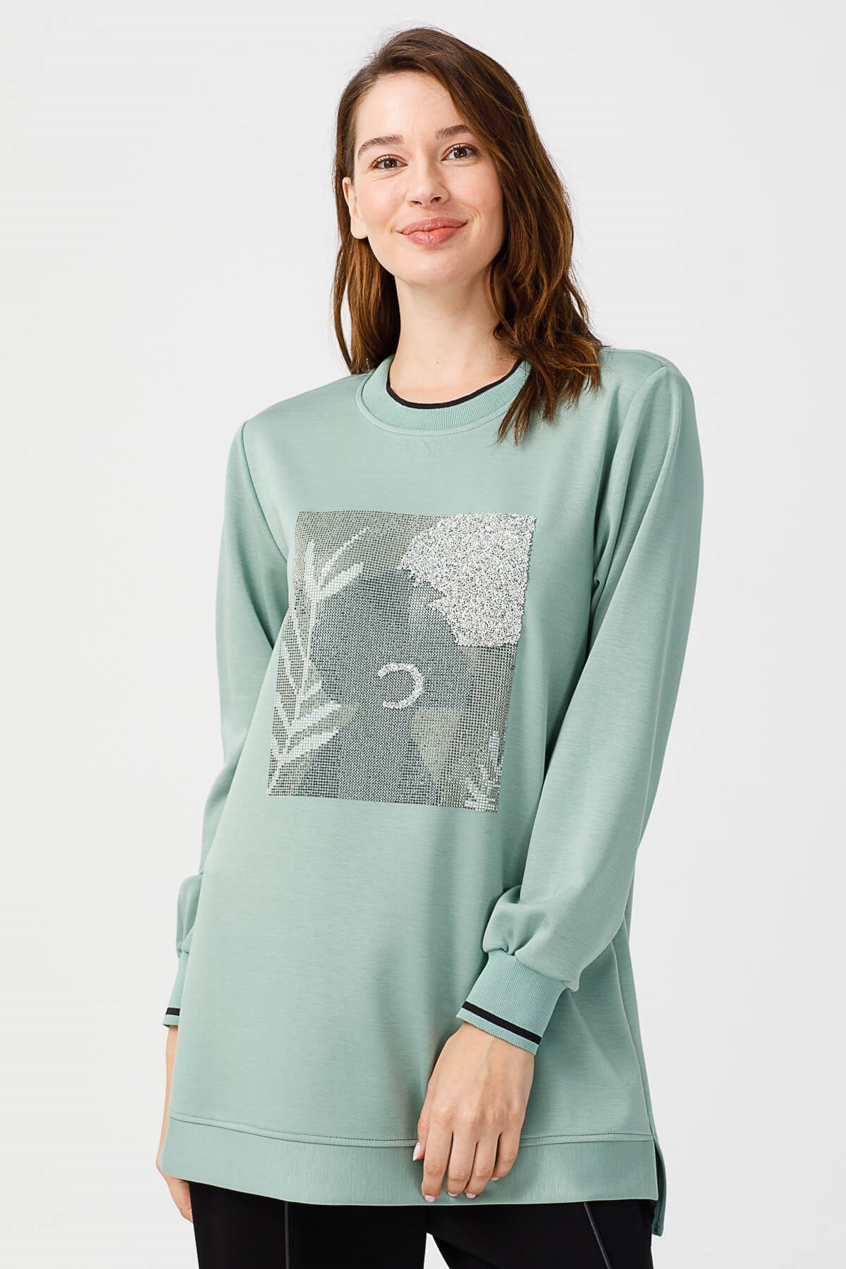 Modailgi  Taş Detaylı Salaş Tunik mint