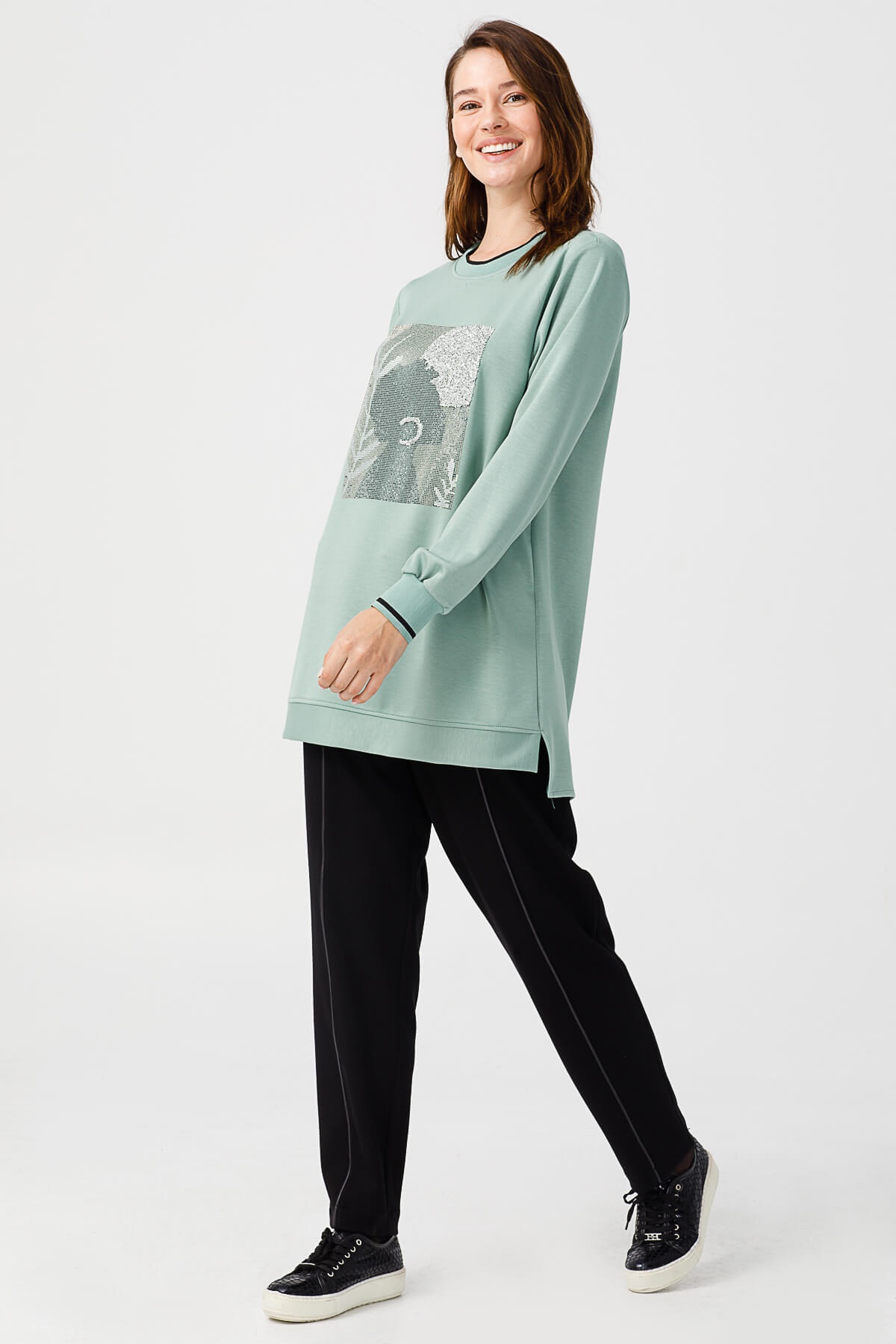 Modailgi  Taş Detaylı Salaş Tunik mint