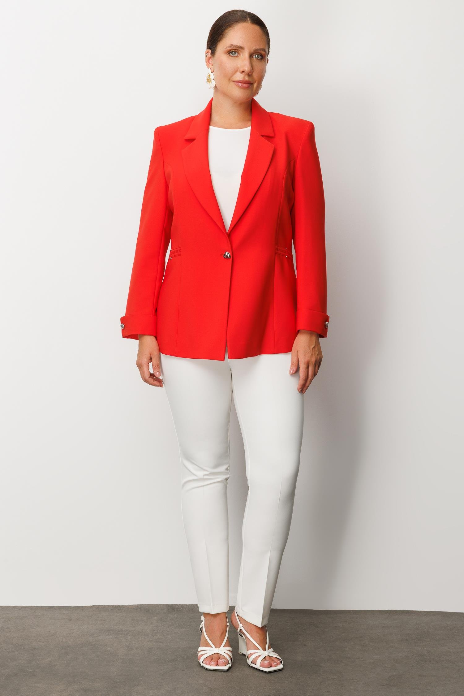 Modailgi  Tek Düğme Ceket Mercan