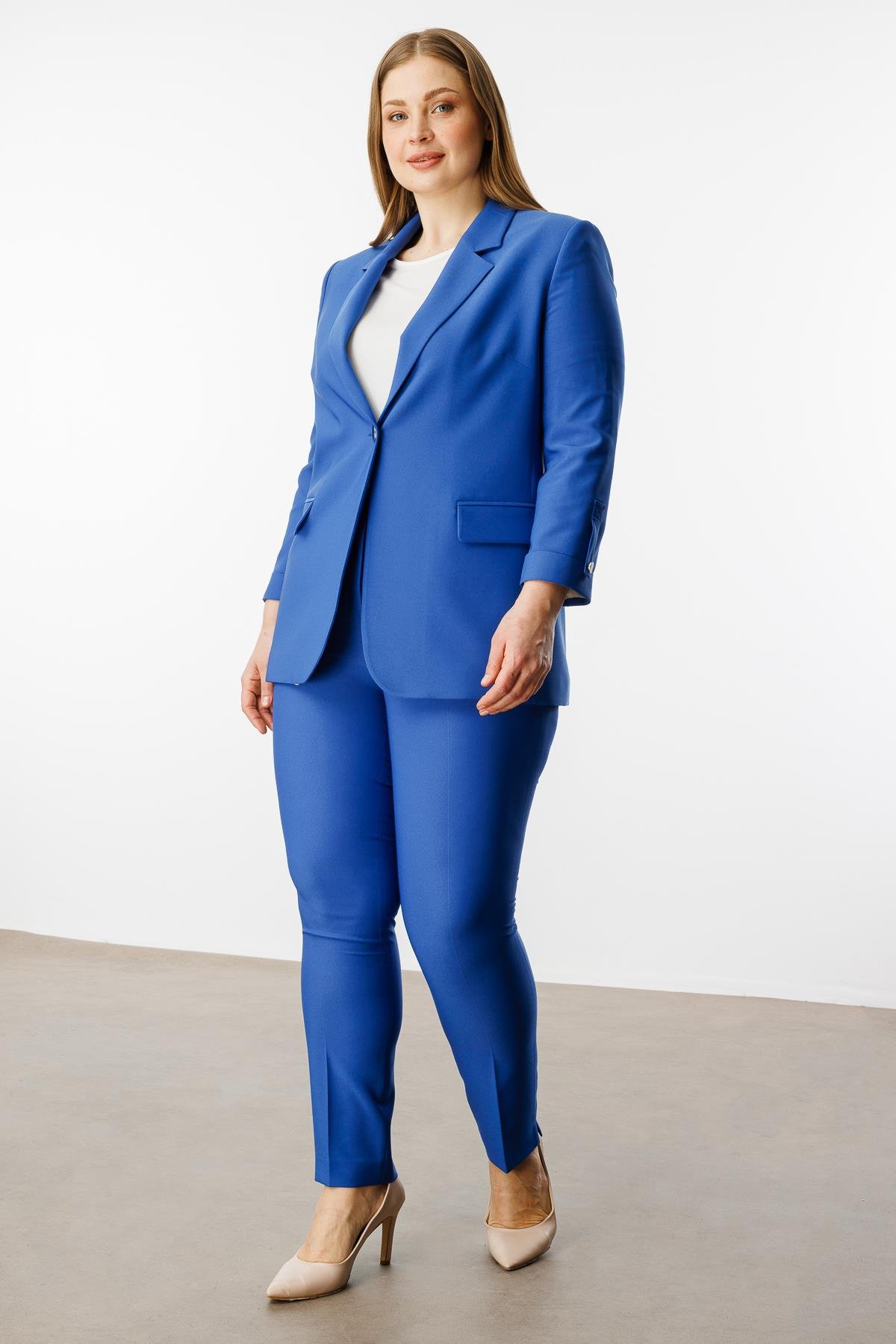 Modailgi  Tek Düğme Cep Kapaklı Ceket Mavi