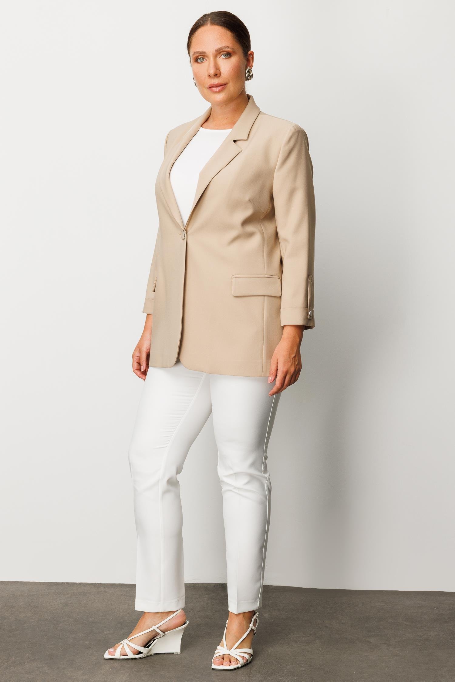 Modailgi  Tek Düğme Cep Kapaklı Ceket Taş