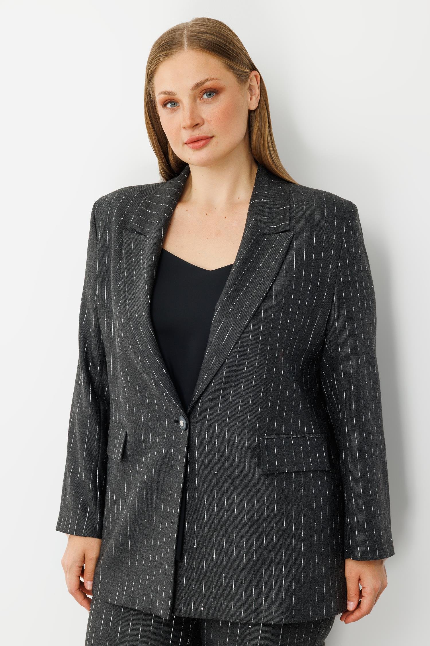 Modailgi  Tek Düğme Kapamalı Astarlı Kolları Tek Düğme Detaylı Ceket - 30034 Gri