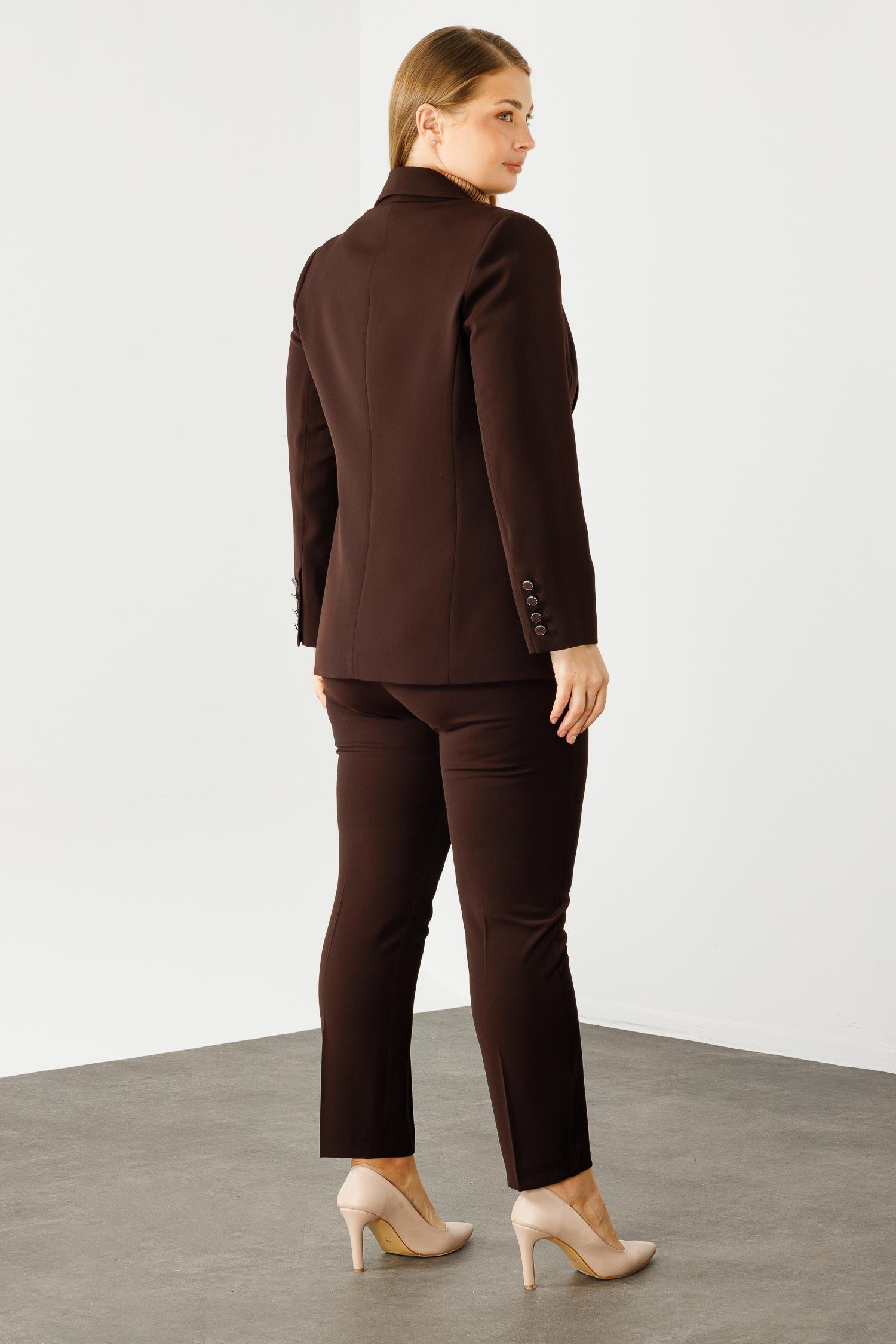 Modailgi  Tek Düğmeli Klasik Ceket Kahve