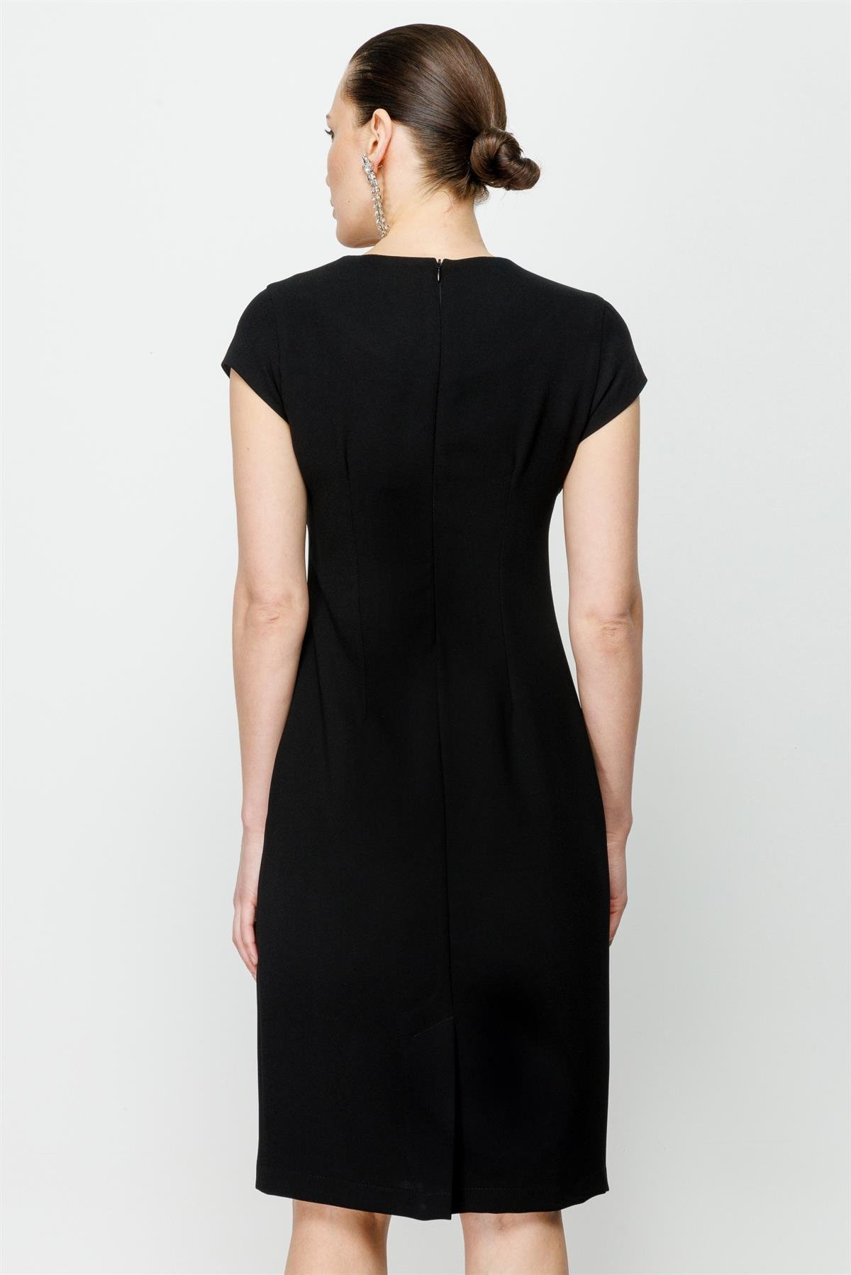 Modailgi  Tırnak Kol Klasik Elbise Siyah