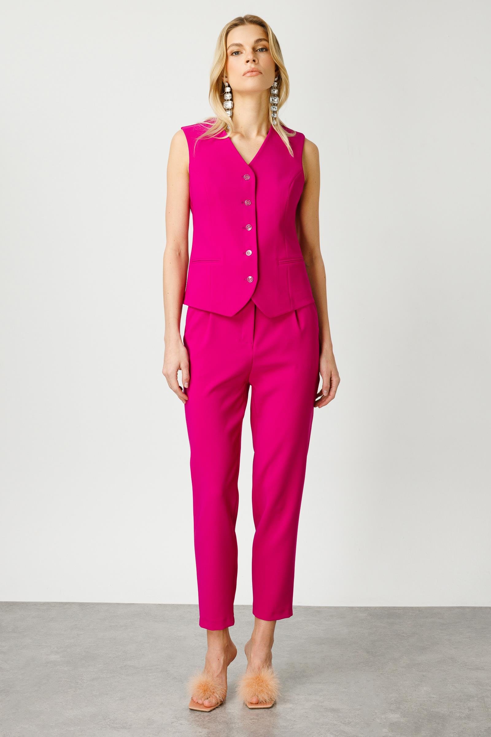 Modailgi  Toka Detaylı Yelek Fuşya