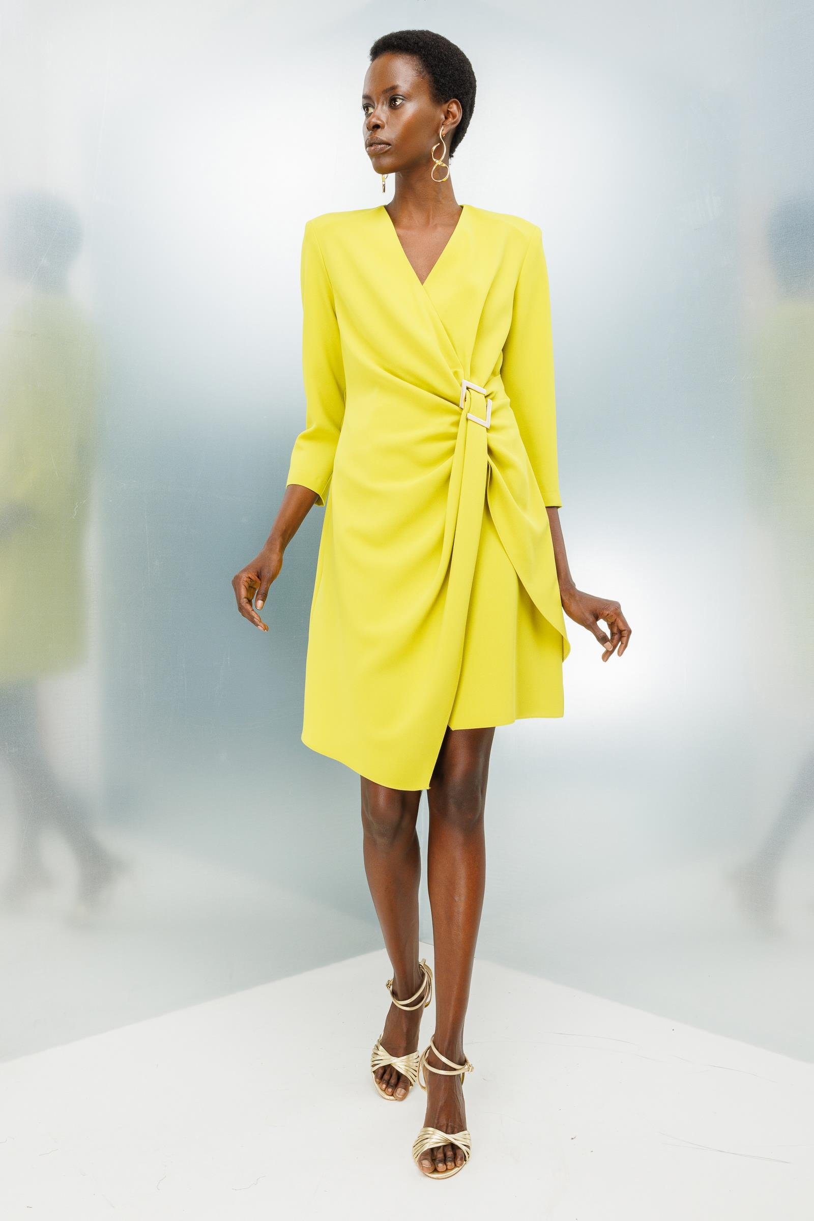 Modailgi  Truvakar Kol Tokalı Kruvaze Elbise Asit