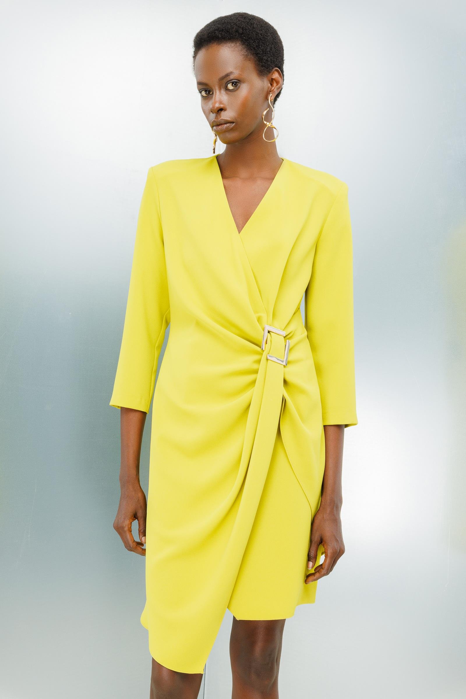 Modailgi  Truvakar Kol Tokalı Kruvaze Elbise Asit