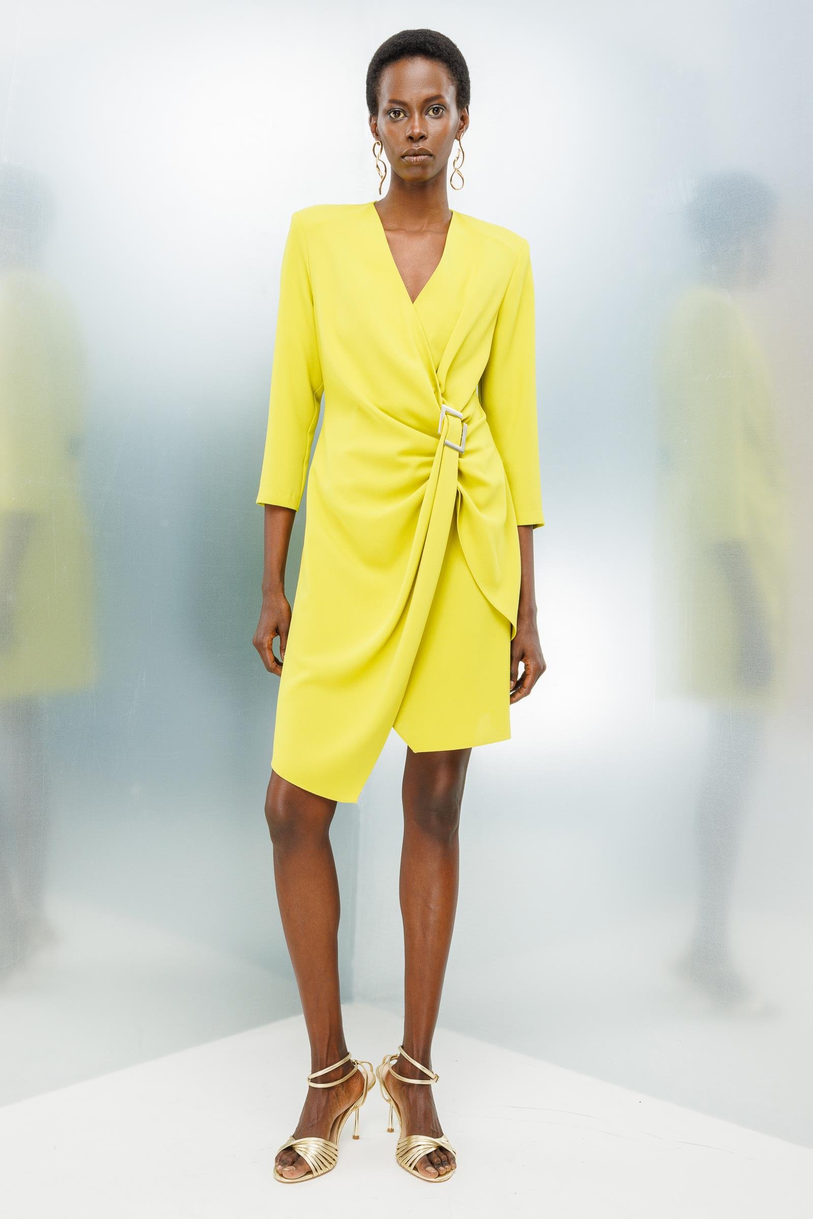 Modailgi  Truvakar Kol Tokalı Kruvaze Elbise Asit