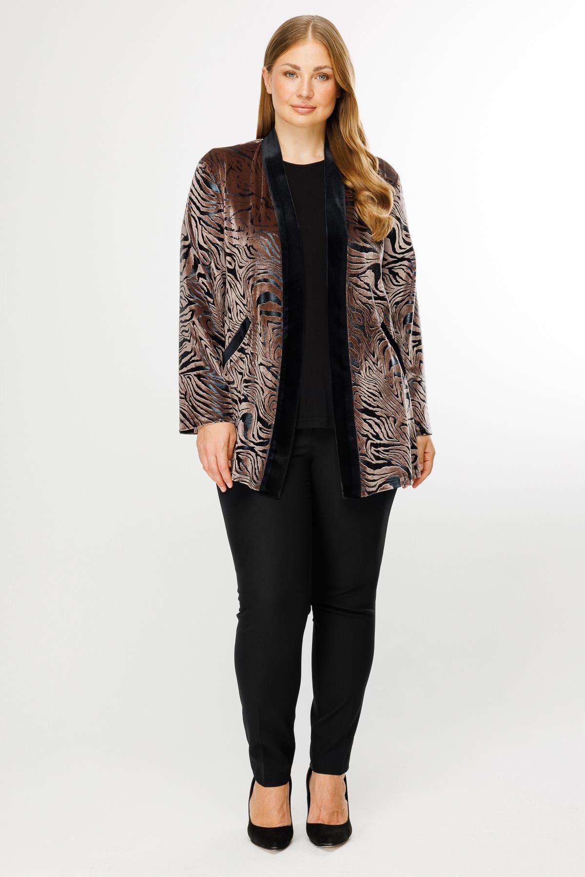 Modailgi  Varak Zebra Desenli İkili Takım Vizon