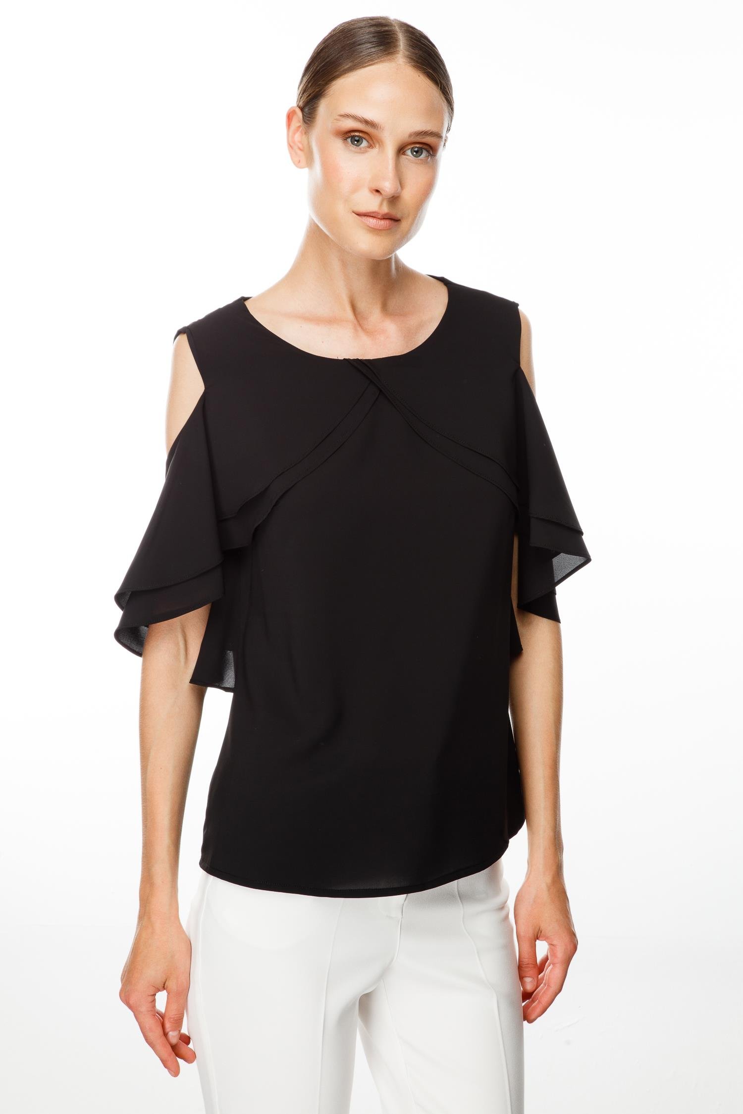 Modailgi  Volanlı Bluz Siyah