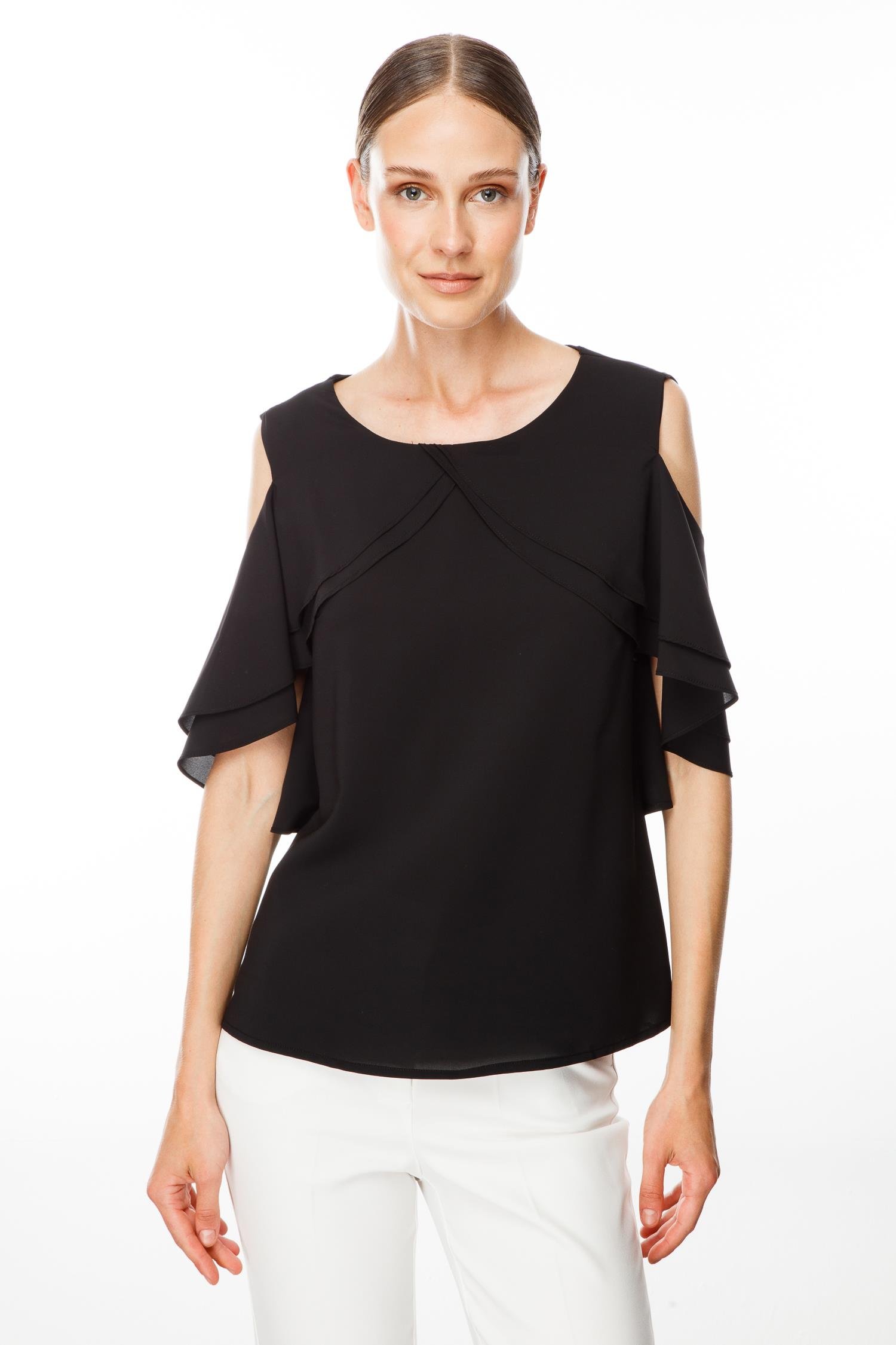 Modailgi  Volanlı Bluz Siyah